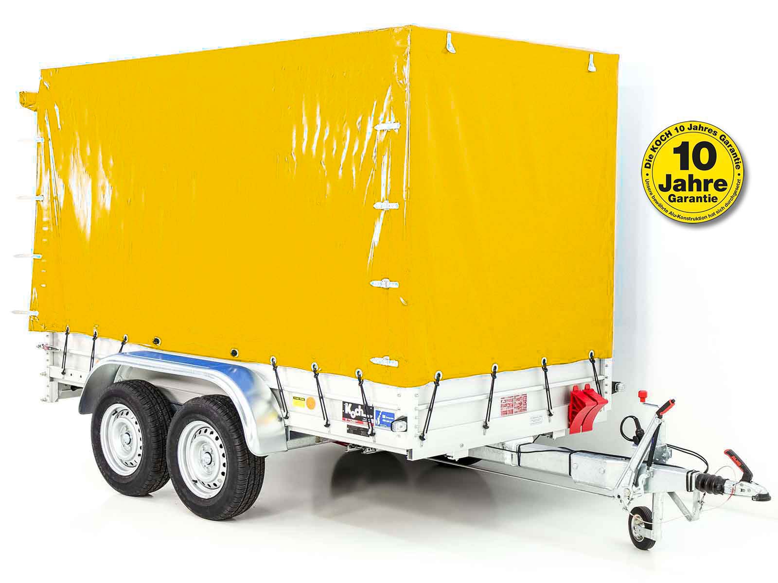 Anhänger mit Plane 150x300cm 2600kg | Typ 7.26 | Hochplane 180cm – Gelb-Neu