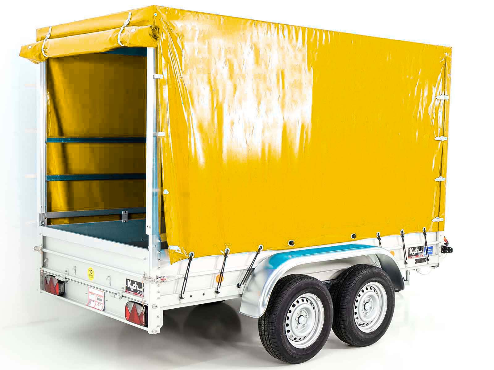 Anhänger mit Plane 150x300cm 2600kg | Typ 7.26 | Hochplane 180cm – Gelb-Neu – Bild 3