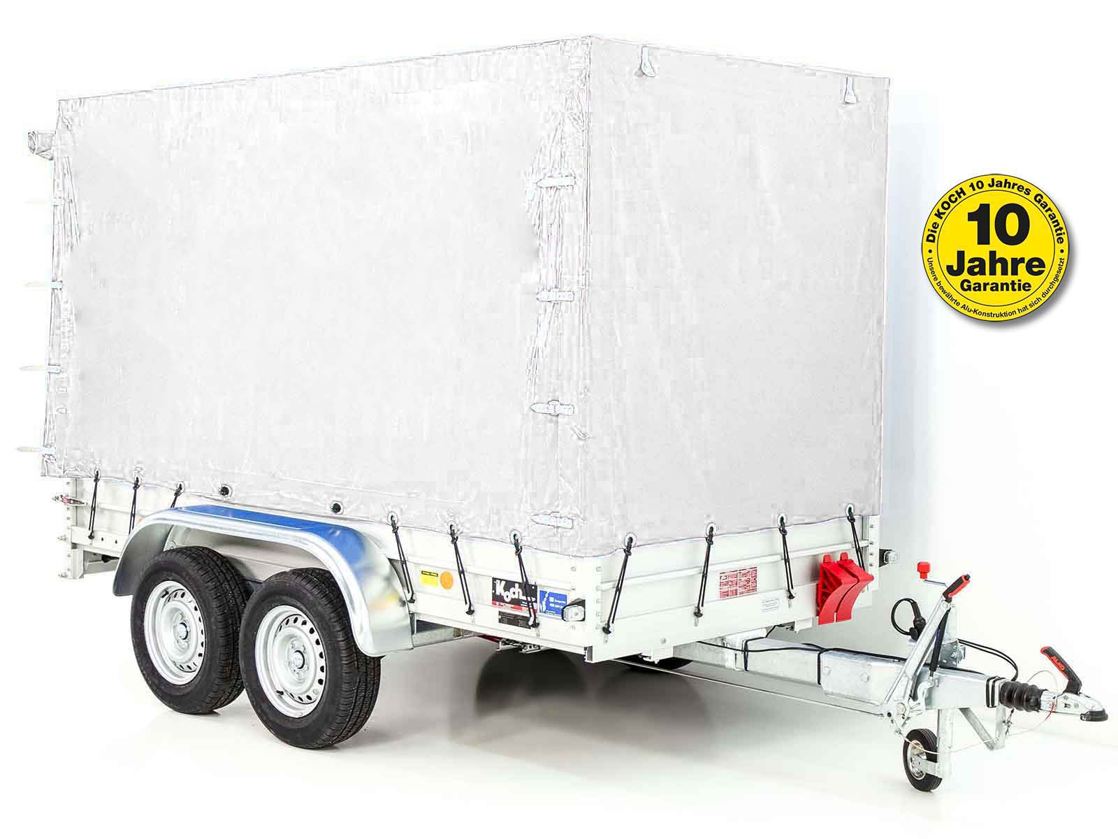 Anhänger mit Plane 150x300cm 2600kg | Typ 7.26 | Hochplane 180cm – Weiß-Neu