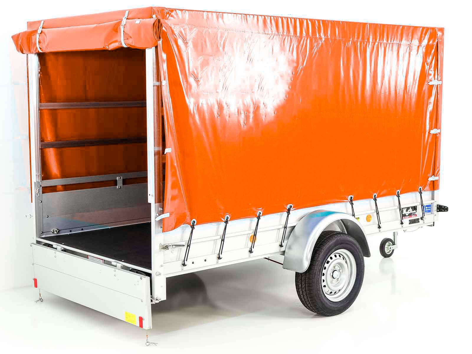 Anhänger mit Plane 150x300cm 1300kg | Typ 7.13 | Hochplane 160cm – Orange-Neu – Bild 3