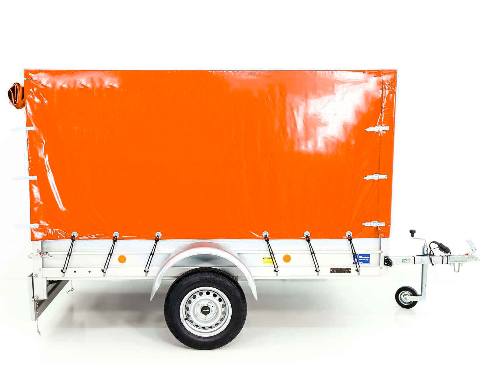 Anhänger mit Plane 125x250cm 750kg | Typ U4 | Hochplane 140 cm Profi | Orange-Neu – Bild 4