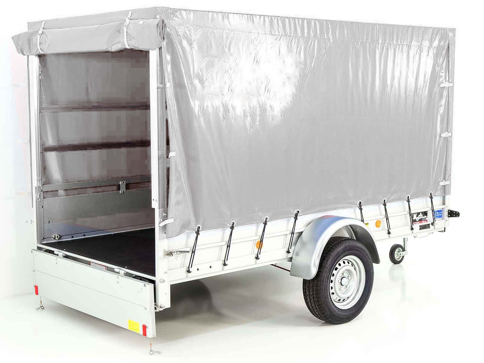 Anhänger mit Plane 150x300cm 1300kg | Typ 7.13 | Hochplane 160cm – Silber-Neu – Bild 3