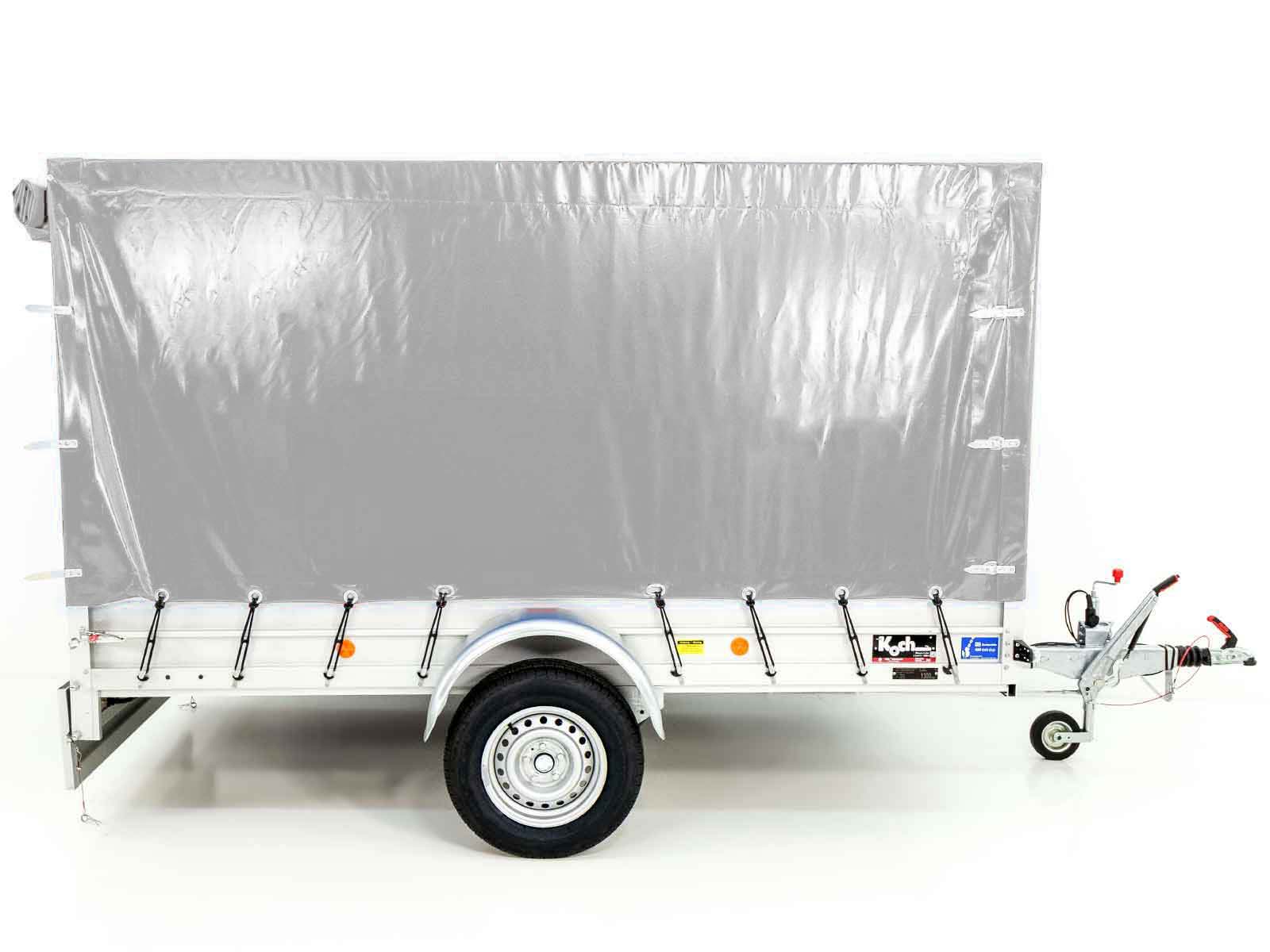 Anhänger mit Plane 150x300cm 1300kg | Typ 7.13 | Hochplane 160cm – Silber-Neu – Bild 4