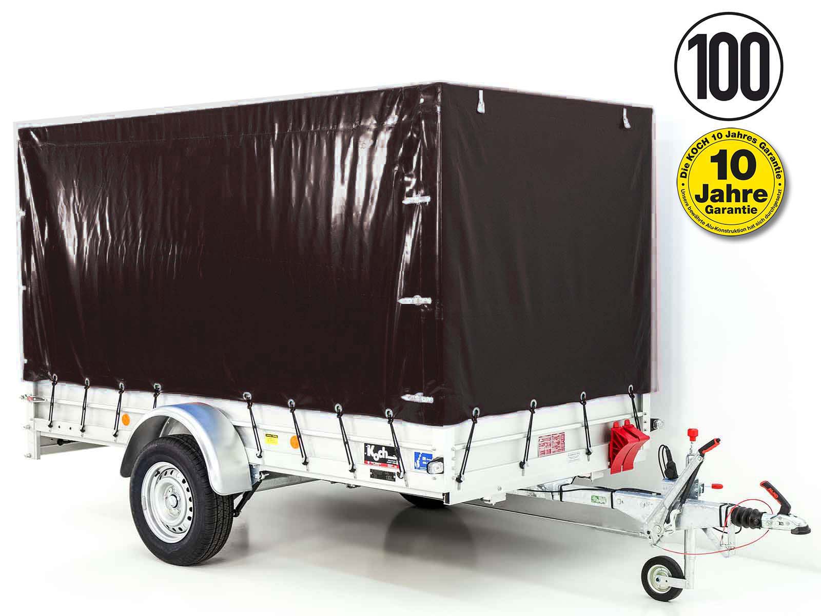 Anhänger mit Plane 150x300cm 1300kg | Typ 7.13 | Hochplane 160cm – Schwarz-Neu