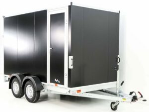 Vezeko Kofferanhänger 184x355cm Höhe:205cm 2,7t | Tür/Rampe | Schwarz-Neu