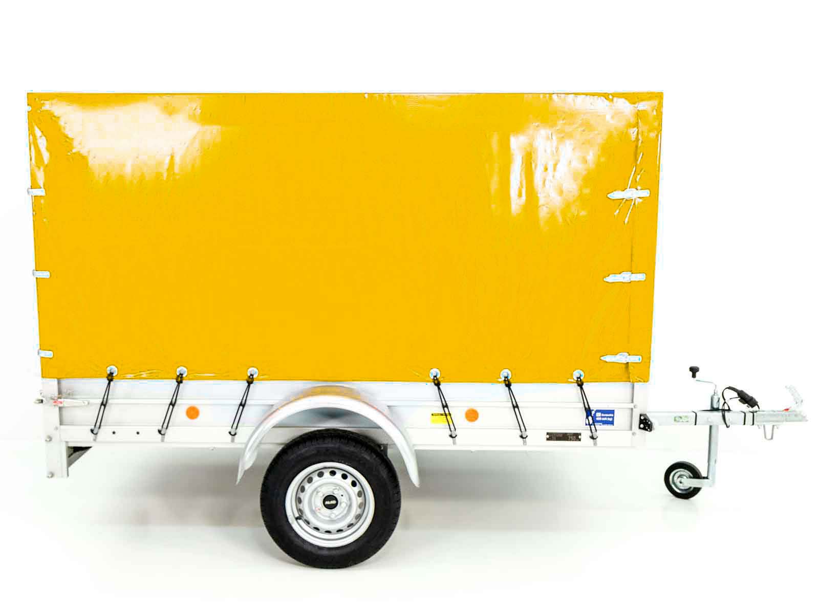 Anhänger mit Plane 125x250cm 750kg | Typ U4 | Hochplane 140 cm Profi | Gelb-Neu – Bild 2
