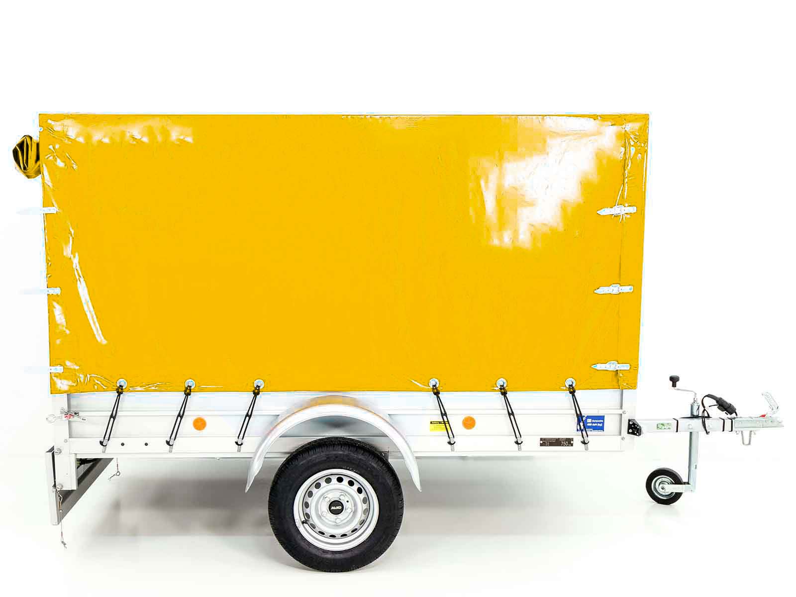 Anhänger mit Plane 125x250cm 750kg | Typ U4 | Hochplane 140 cm Profi | Gelb-Neu – Bild 4