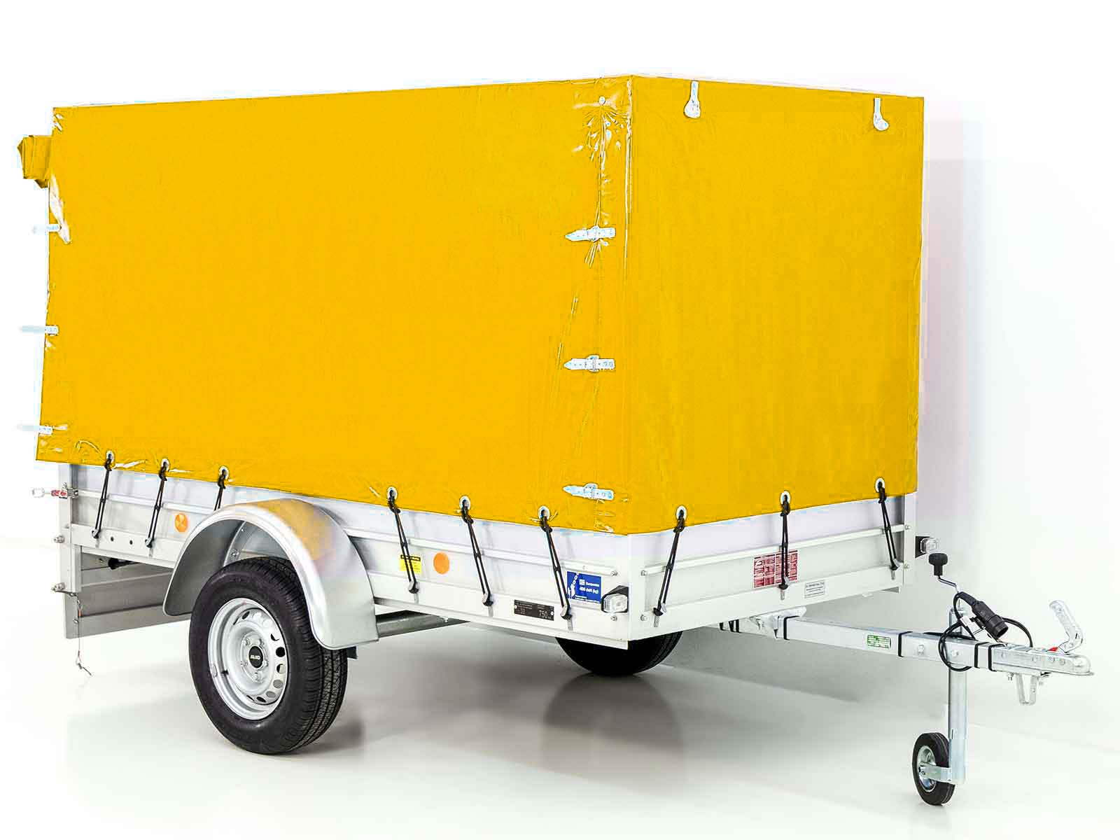 Anhänger mit Plane 125x250cm 750kg | Typ U4 | Hochplane 140 cm Profi | Gelb-Neu – Bild 5