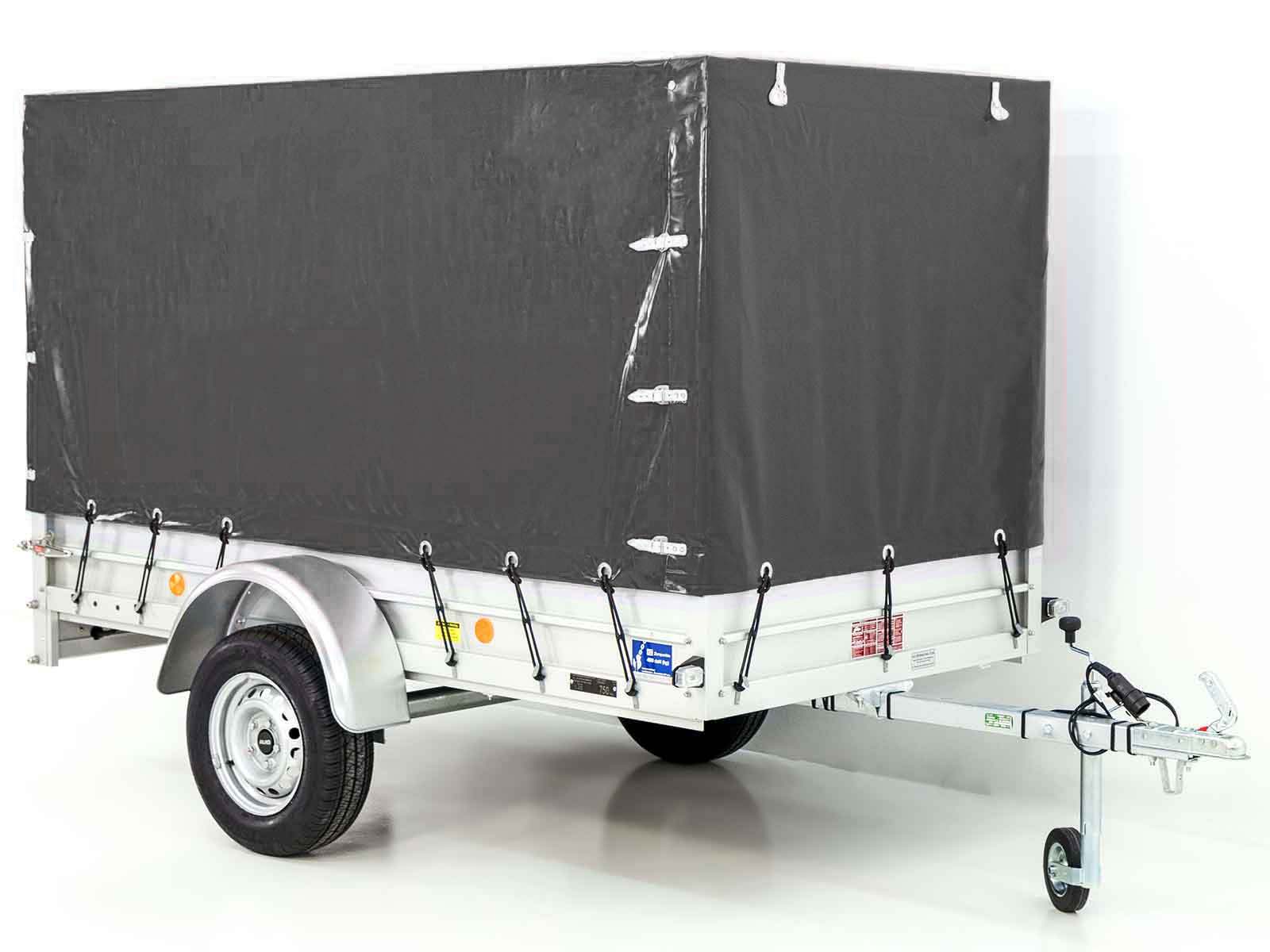 Anhänger mit Plane 125x250cm 750kg | Typ U4 | Hochplane 140 cm Profi | Anthrazit-Neu