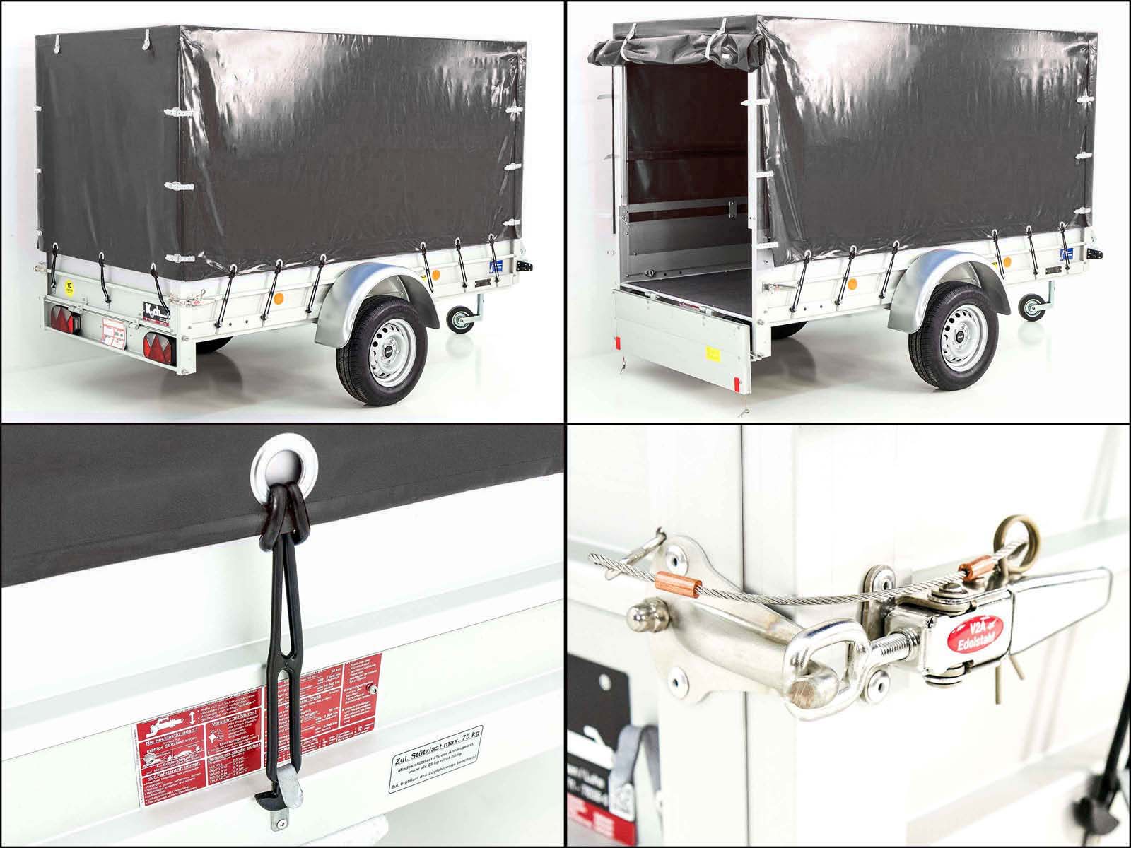 Anhänger mit Plane 125x250cm 750kg | Typ U4 | Hochplane 140 cm Profi | Anthrazit-Neu – Bild 5