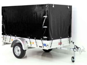 Anhänger mit Plane 125x250cm 750kg | Typ U4 | Hochplane 140 cm Profi | Schwarz-Neu
