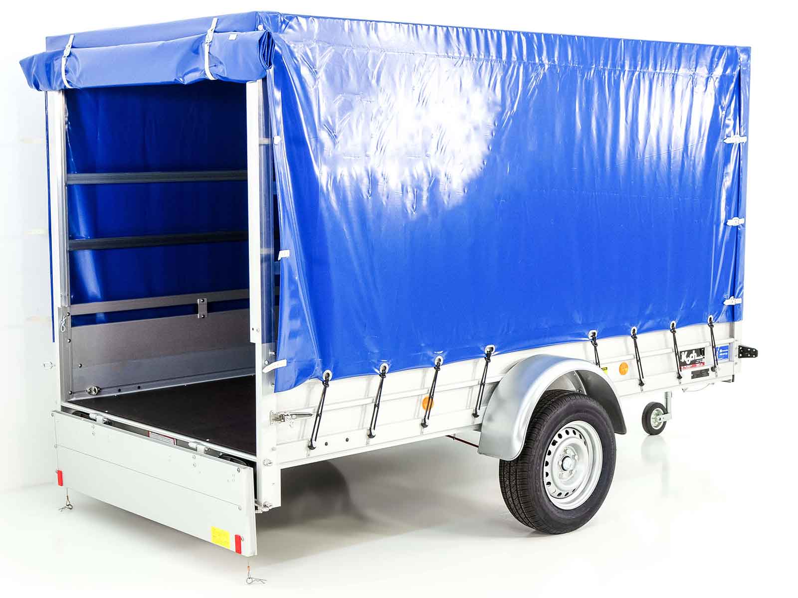 Anhänger mit Plane 150x300cm 1300kg | Typ 7.13 | Hochplane 160cm – Blau-Neu – Bild 5