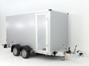 Vezeko Koffer-Absenkanhänger 157x344cm Höhe: 190cm 2,7t | Silber | Tür Rechts-Neu