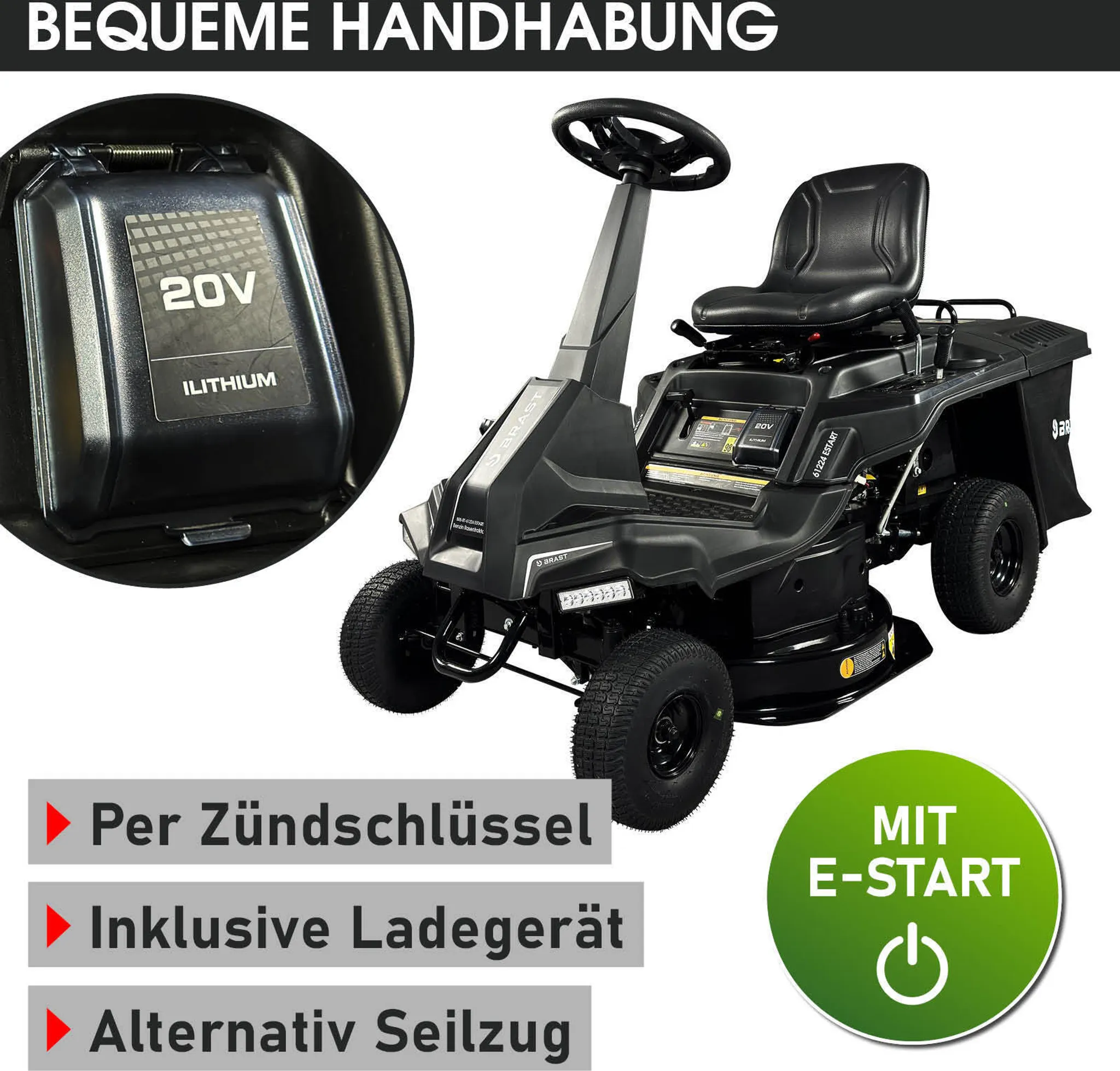BRAST Benzin Aufsitzmäher 61224 ESTART – Bild 9