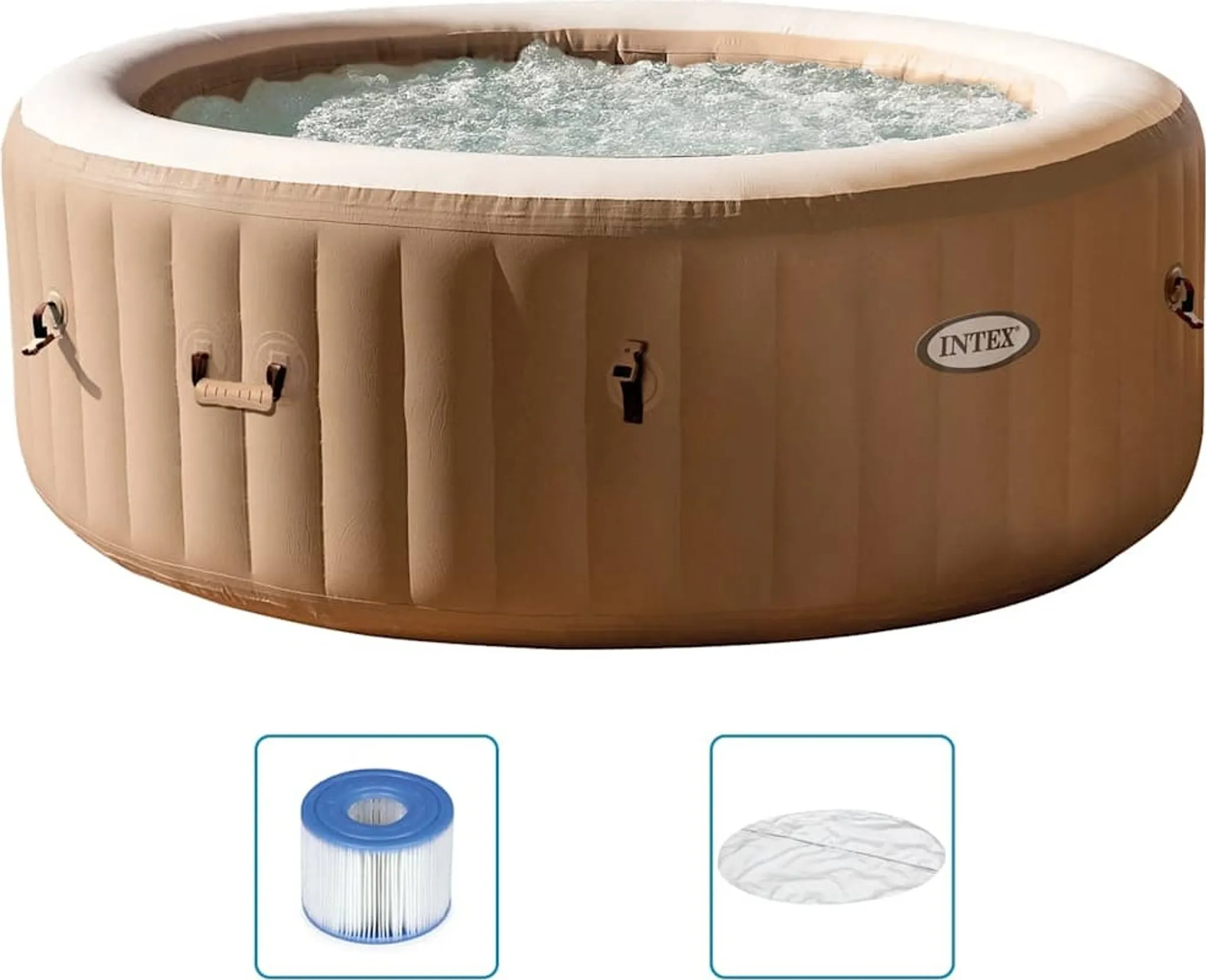 INTEX 28426 - Whirlpool - PureSPA »Bubble« (rund, sahara tan, Ø196 außen/Ø145cm innen) x 71cm hoch für 4 Personen – Bild 9