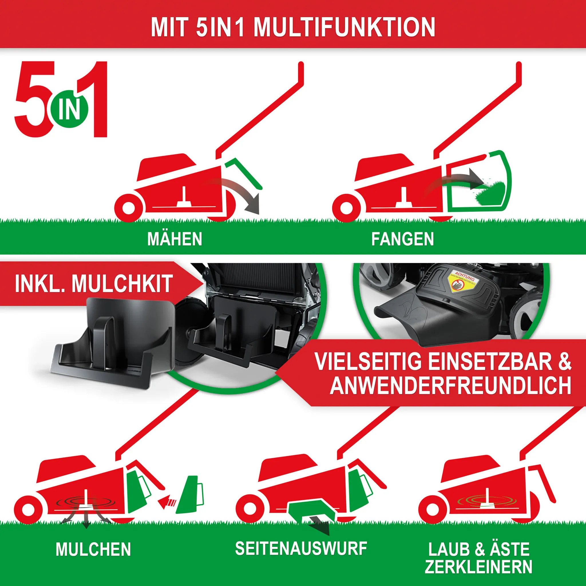 ONBEST Rasenmäher Benzin mit Antrieb TXC-3653E | 53 cm Schnittbreite | Elektrostart | 6,5 PS | Doppelmesser mit Sograd – Bild 6