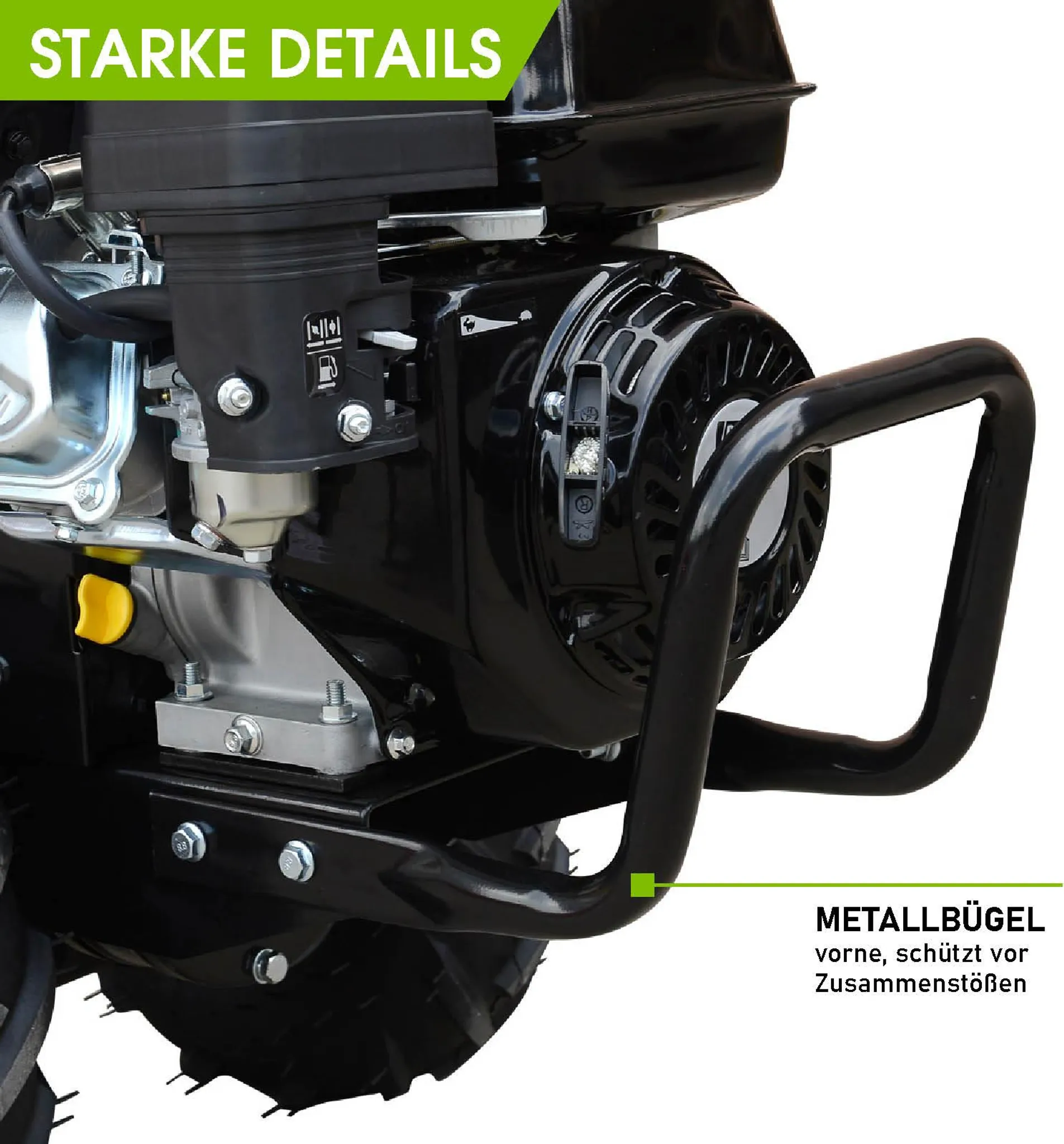 BRAST Motorhacke Gartenfräse Benzin | 5,15kW(7PS) | 50cm Arbeitsbreite | Stahlrahmen Transportrad & kabellos | BRB-AF-7000 – Bild 9