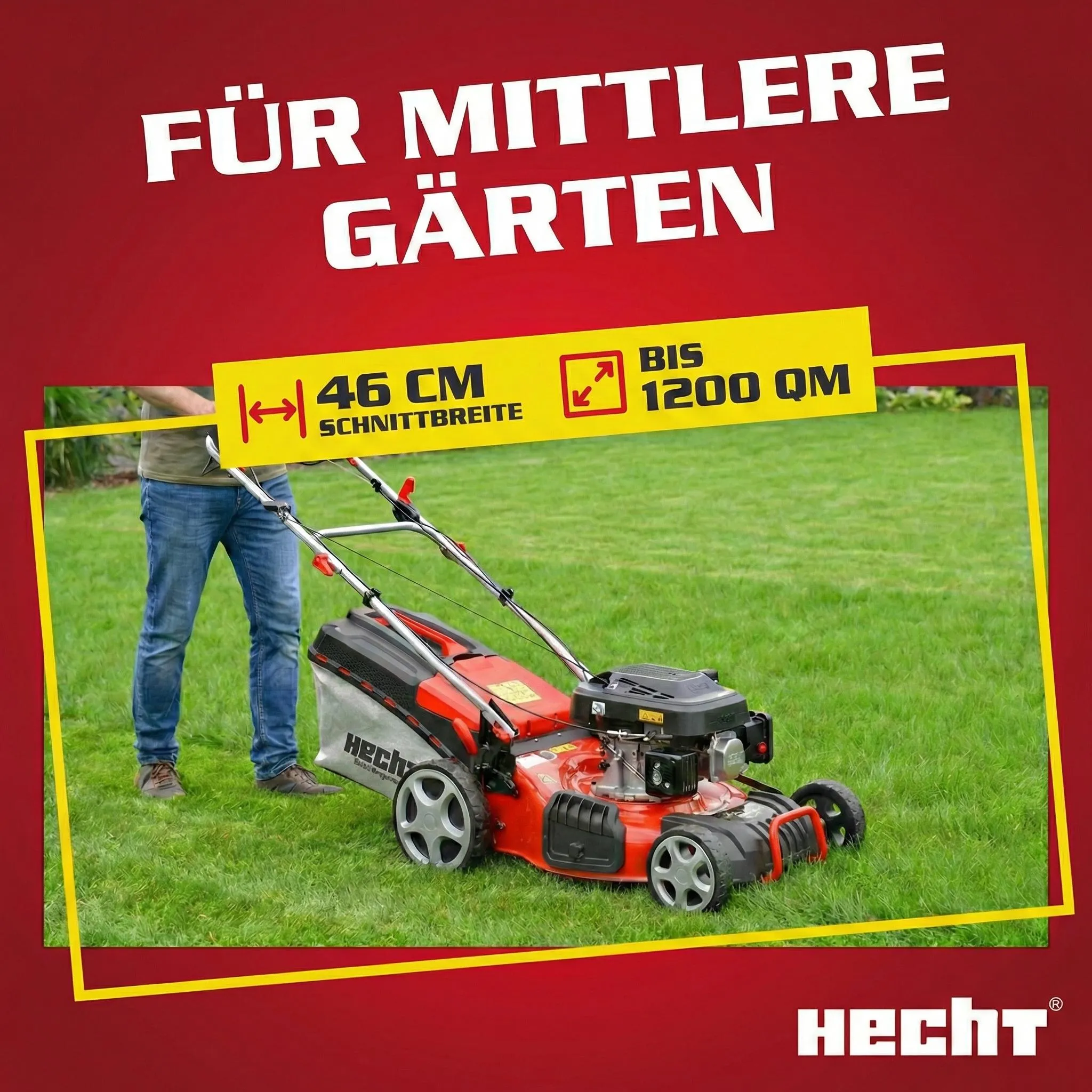 HECHT Rasenmäher Benzin mit Antrieb 547 SXW | 5in1 | 46 cm Schnittbreite | 5,5 PS | Mulchkit | 55 L Fangkorb – Bild 6