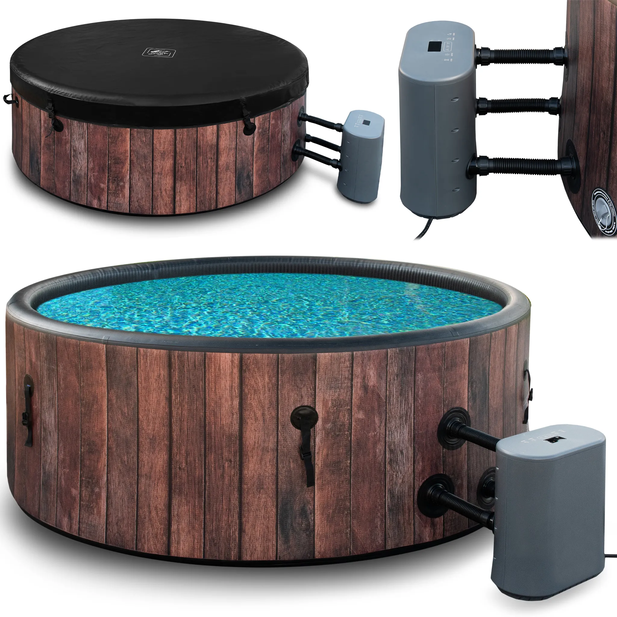 COIL Whirlpool SPA Aufblasbar, Schwimmbad mit Hydromassage, extra dünn, In- & Outdoor, 6 Personen, 175 cm, RUSTICAL – Bild 10