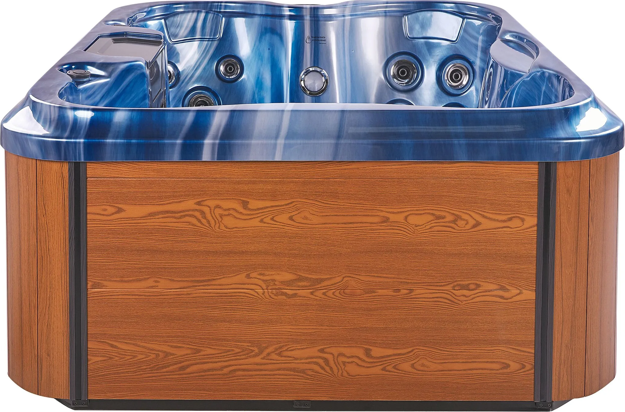 BELIANI Outdoor Whirlpool Blau Acryl und Aluminium Rechteckig 180 x 215 cm mit LED Hydromassage Schutzhülle für 4 Personen Garten Draußen Terrasse – Bild 9