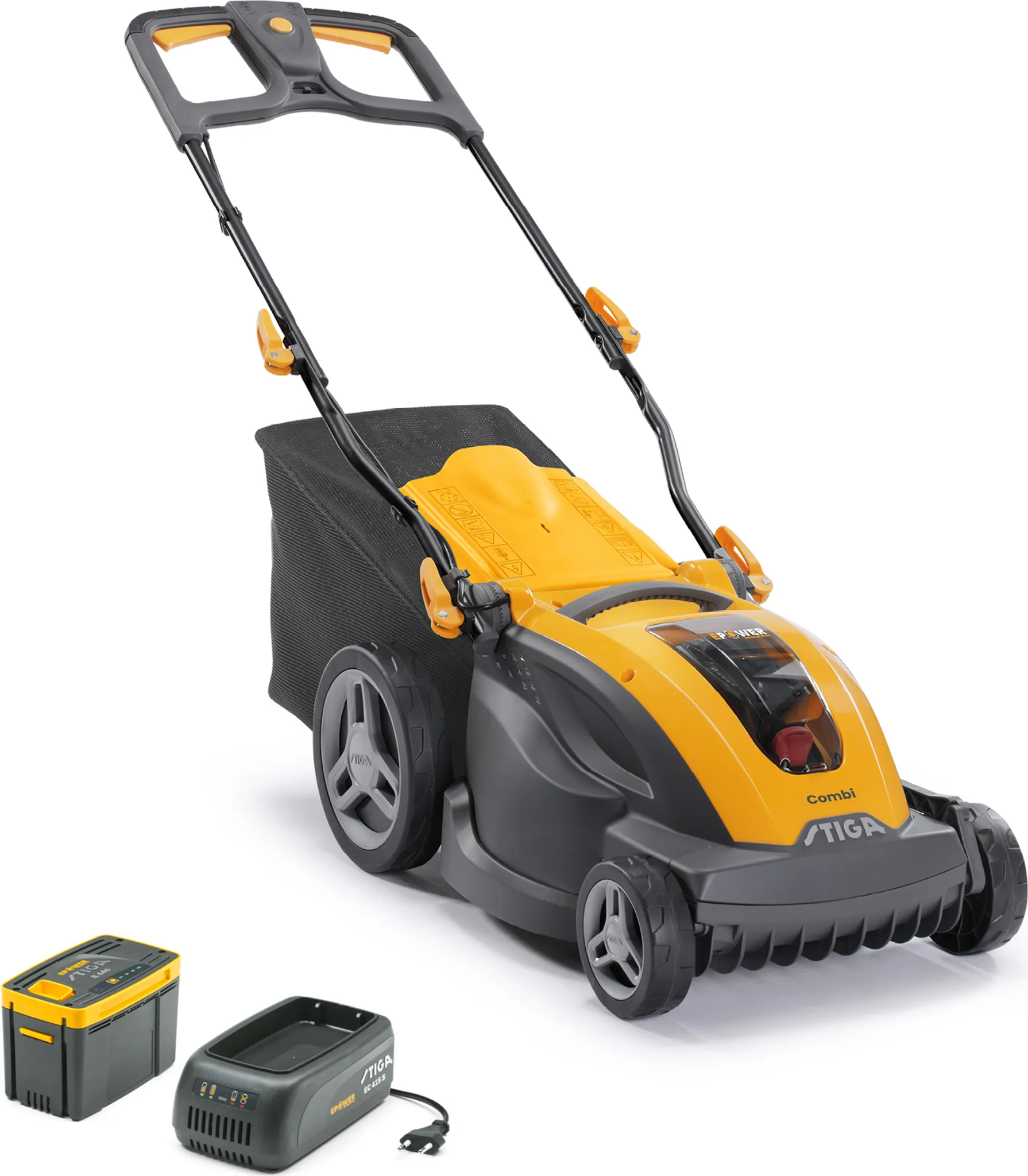 STIGA Akku-Rasenmäher COMBI 340e, 38 cm Schnittbreite, Mulchfunktion, Inklusive 1x 4 Ah Akku (E440) und Ladegerät