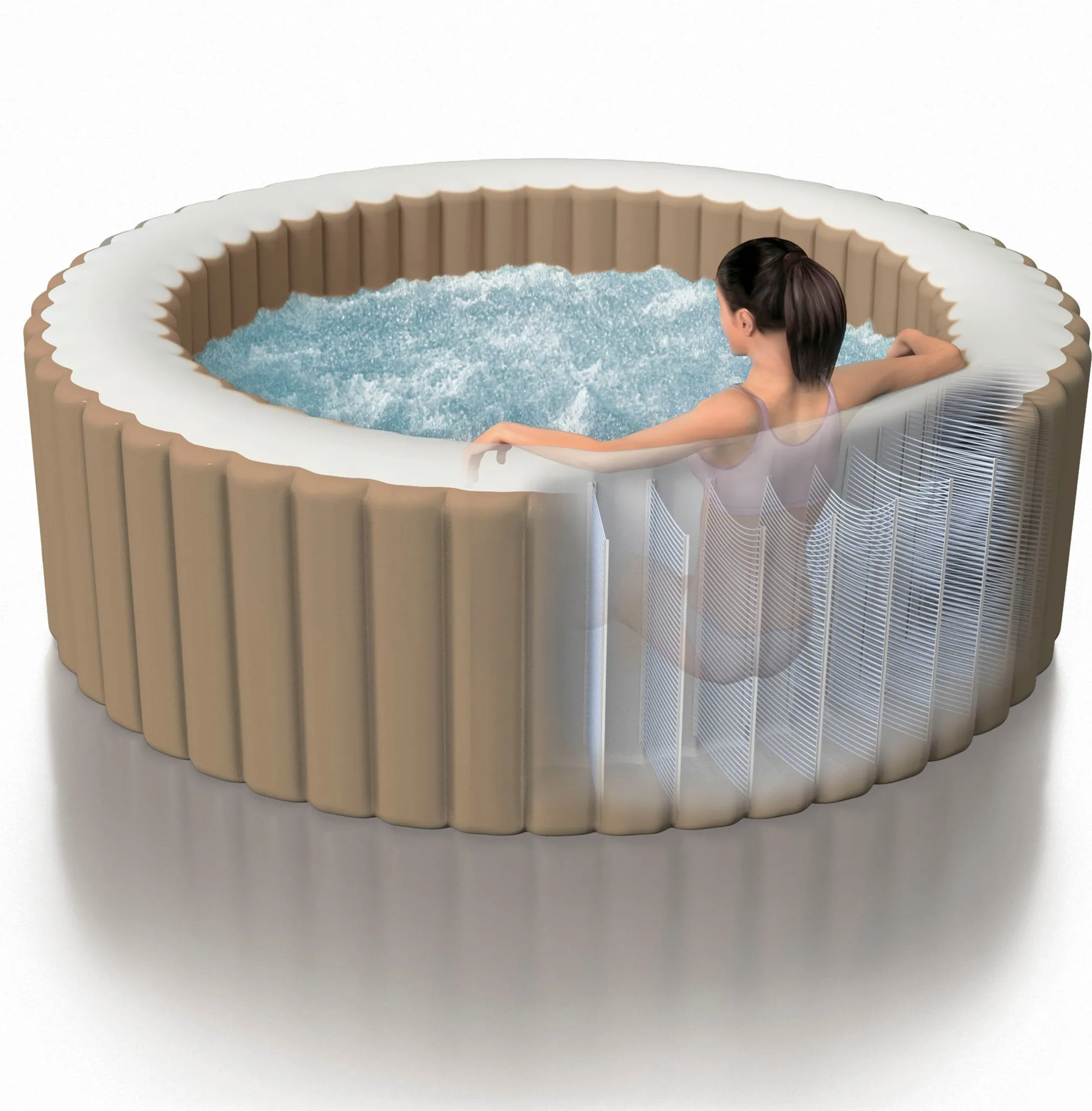 INTEX 28426 - Whirlpool - PureSPA »Bubble« (rund, sahara tan, Ø196 außen/Ø145cm innen) x 71cm hoch für 4 Personen – Bild 6