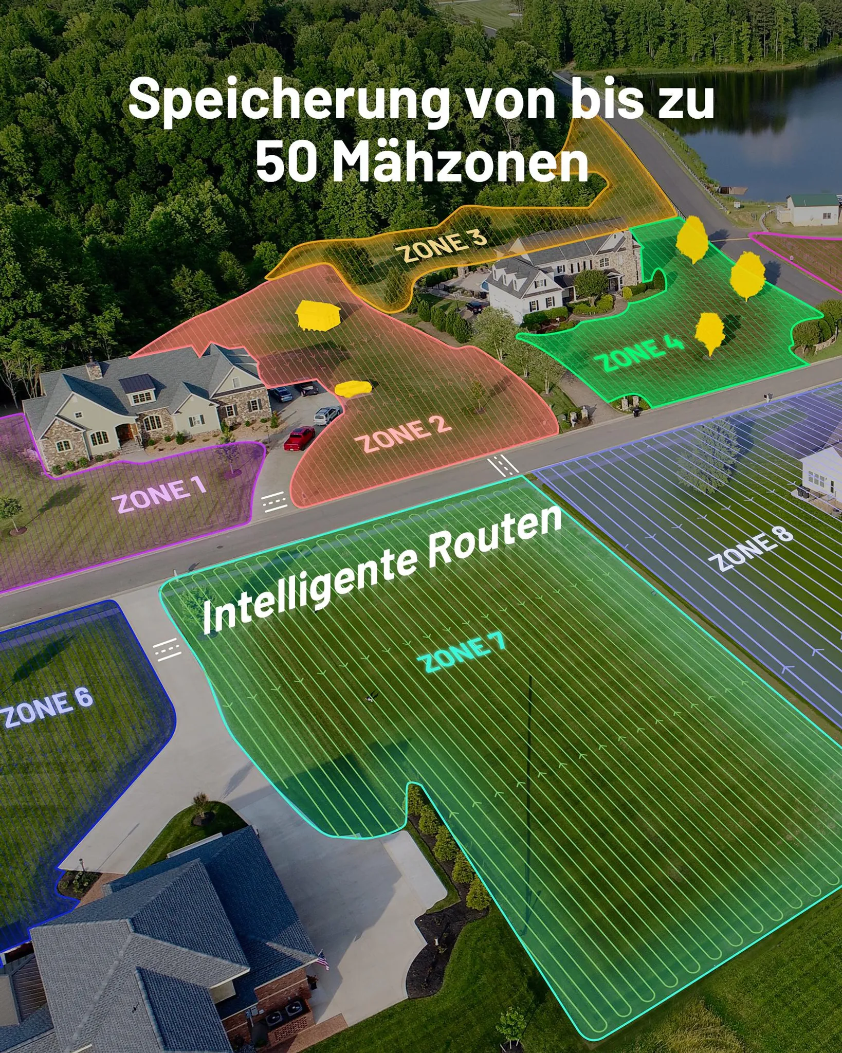 Mähroboter Mammotion LUBA 2 AWD 5000X ohne Begrenzungskabel NetRTK+Vision Auto-Kartierung 80% Steigung Empf 5000m² bis 6000m² mit 4G-Modul RTK-Station – Bild 6