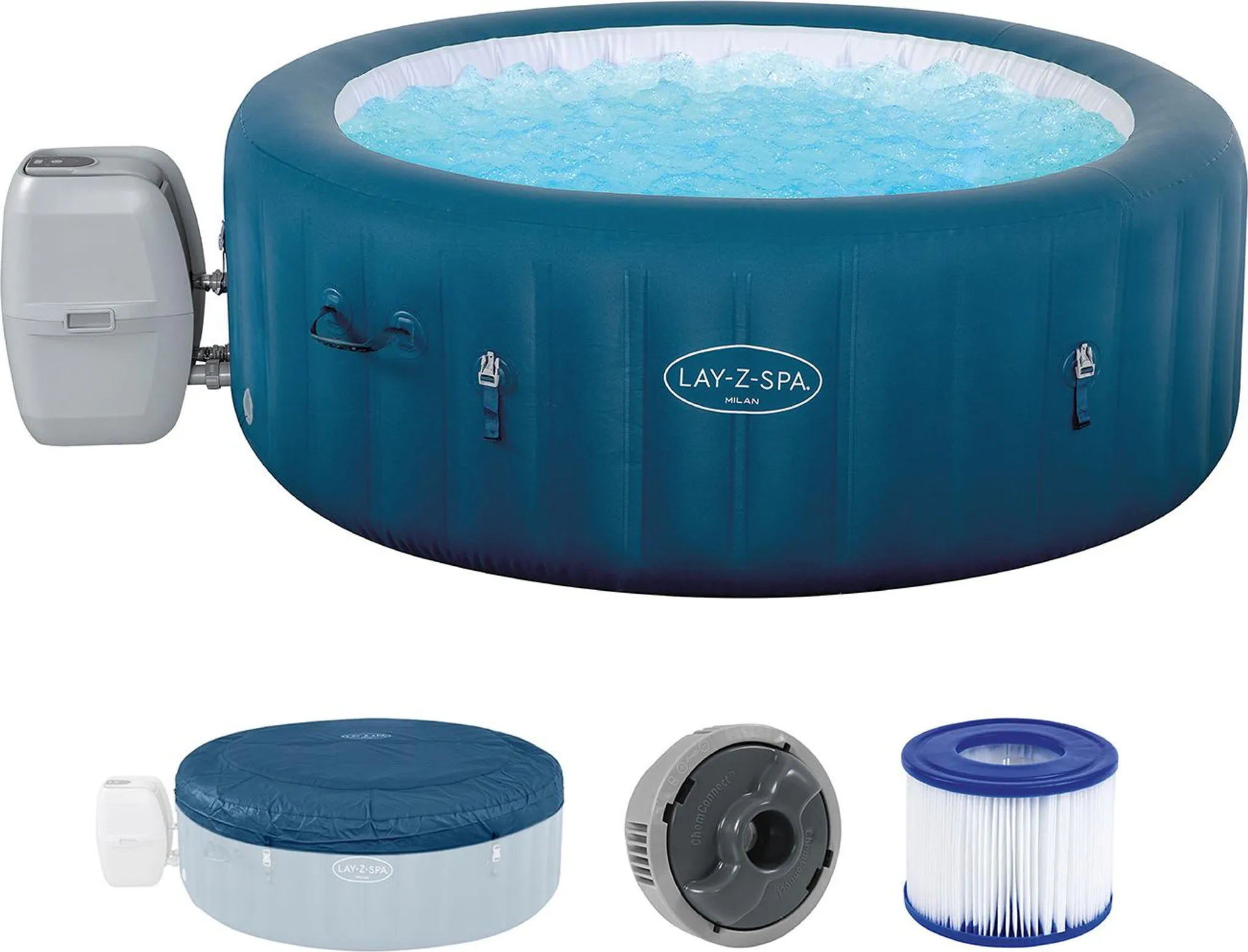 LAY-Z-SPA® WLAN-Whirlpool Milan AirJet Plus™ Ø 196 x 71 cm, rund