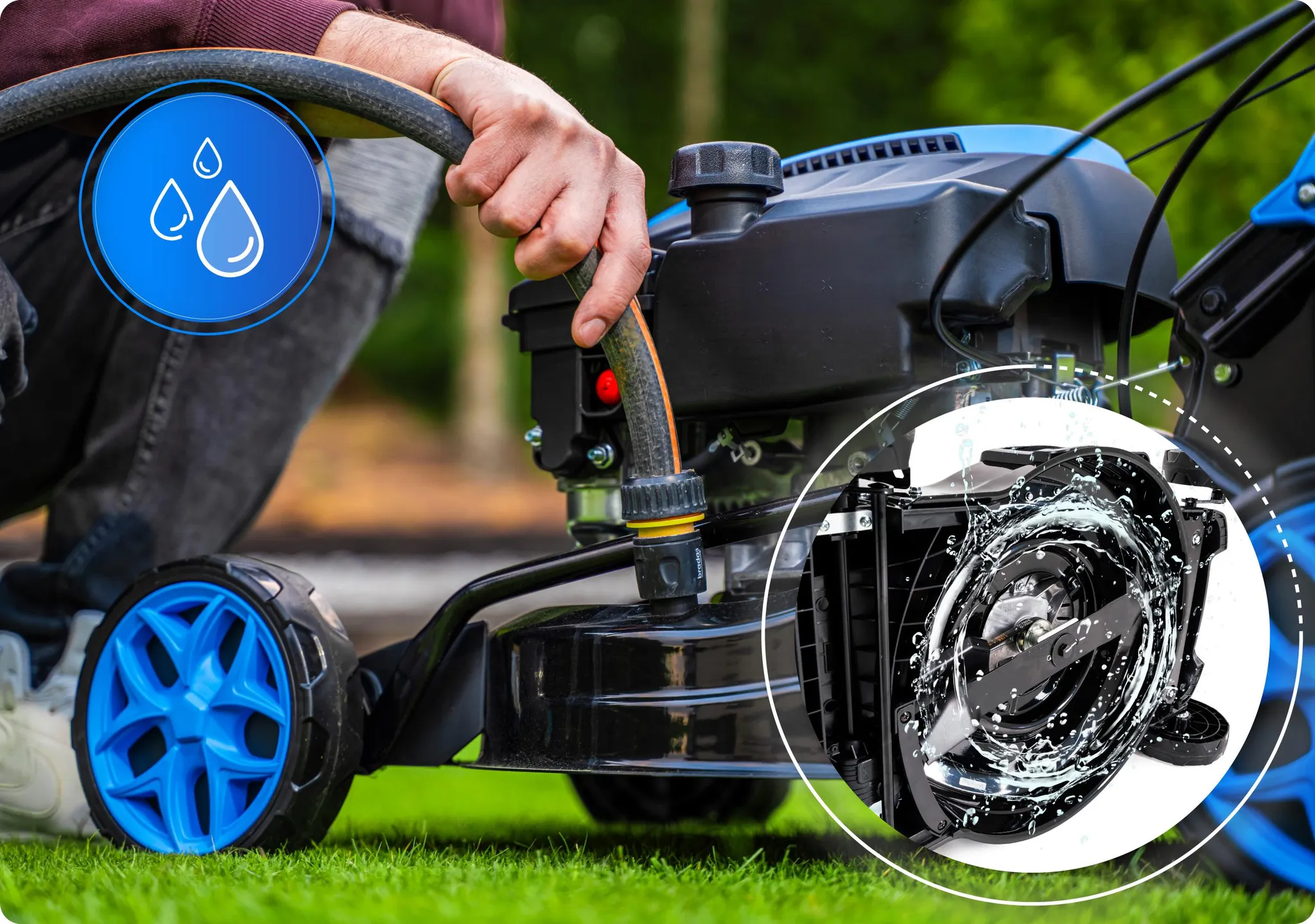 Hexwelt Benzin Rasenmäher mit Antrieb | Schnittbreite 56cm | Mulchfunktion | 60L | 4,4 kW Benzinmäher | 8 Stufen (25-75mm) | ultraleicht, kompakt | – Bild 10