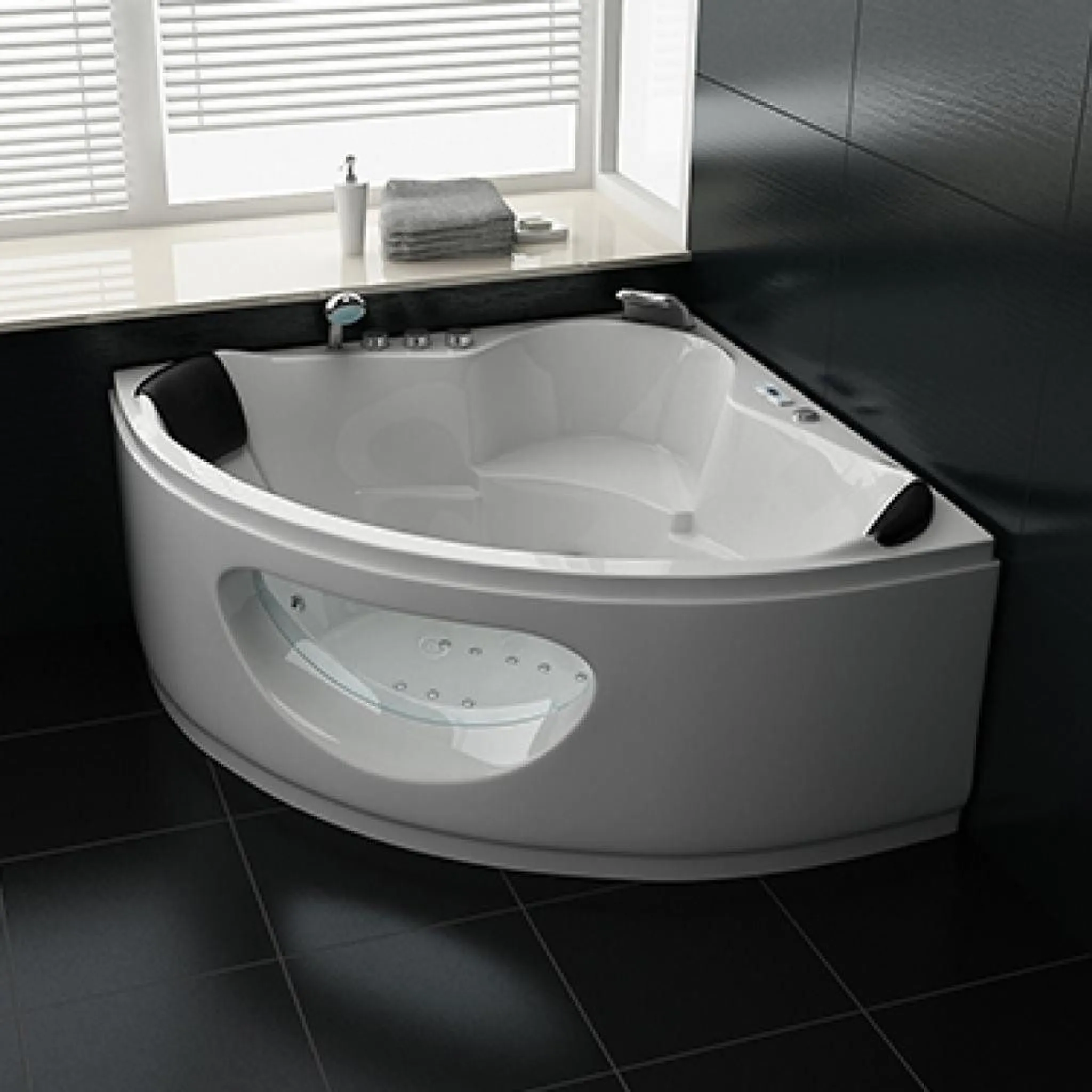 PureHaven Whirlpool 138x138 cm elegantes Design Heizung Lichttherapie Soundsystem Reinigungsprogramm Bluetooth-Soundsystem