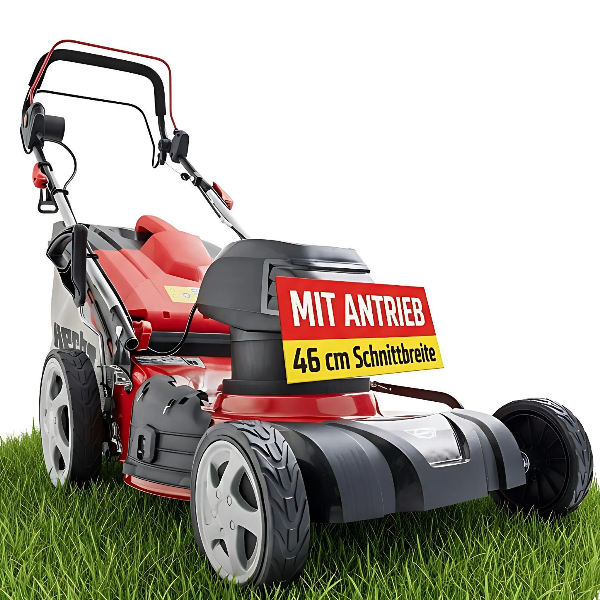 HECHT Rasenmäher Elektro mit Antrieb 1802 S | 46 cm Schnittbreite | 1800 W | 5in1 | Mulcher | 50 L Fangkorb | 3,3 km/h