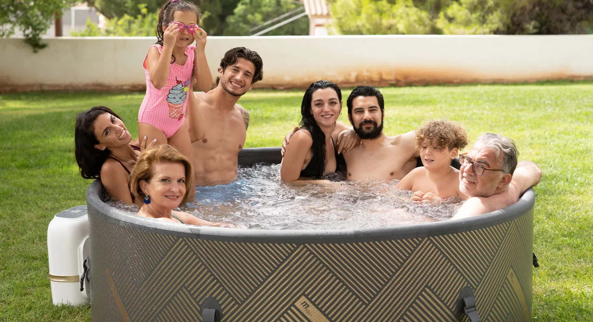 MSpa Whirlpool MONO ECO 2026 für 8 Personen XXL Outdoor Pool aufblasbar DWF F-MO082WE verbessert - ganzjährig nutzen - UVC Reinigung - APP Steuerung