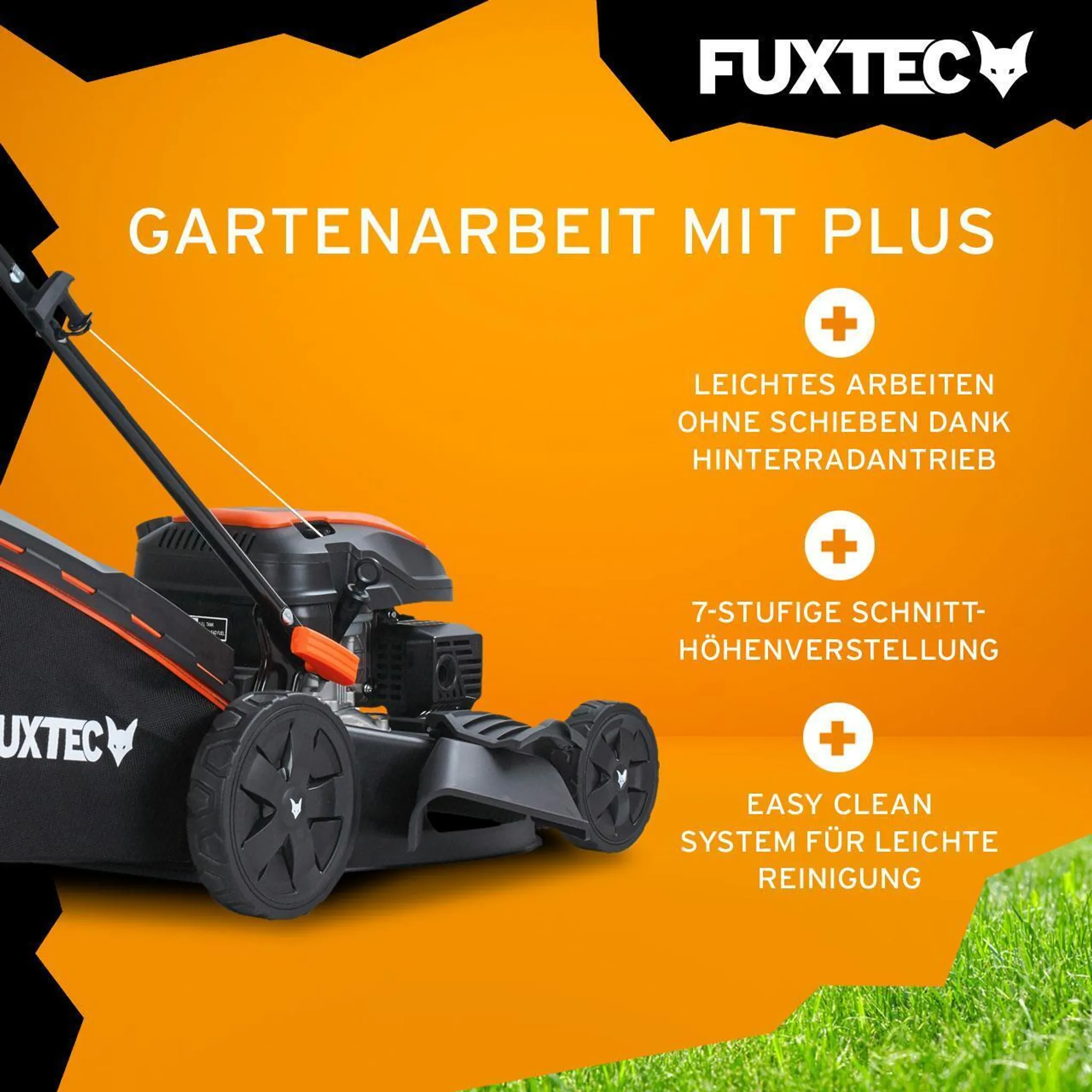 FUXTEC Benzin Rasenmäher FX-RM5170 - 170ccm | 51cm | 28Kg | 4-Takt | Selbstantrieb | Mulchfunktion | Seitenauswurf | 60L Fangkorb | bis 1000m² – Bild 4