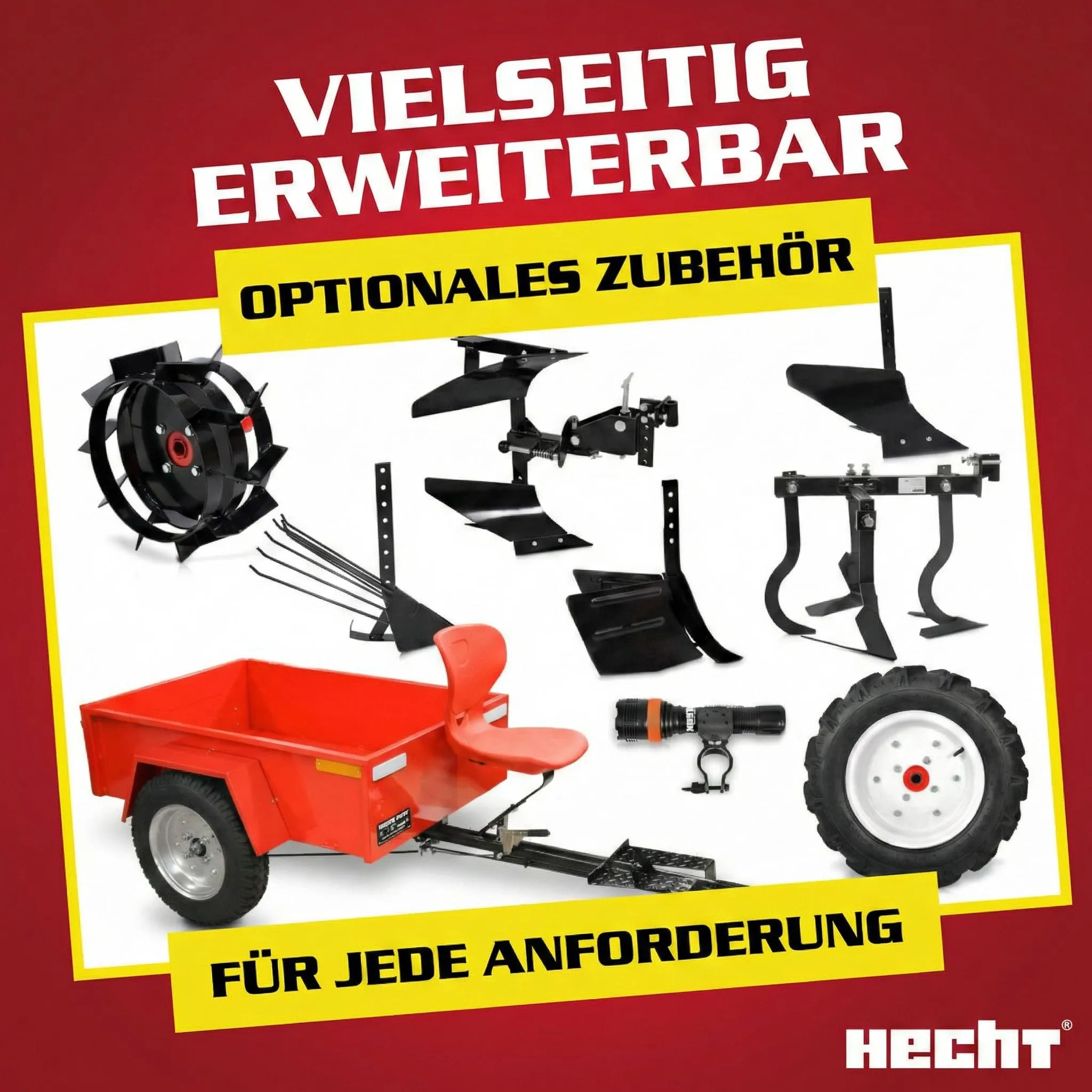 HECHT 7100 Gartenhacke Benzin | 81-104 cm Arbeitsbreite | 7 PS | 208 cm³ | 13,5 km/h | optionaler Anhänger – Bild 4