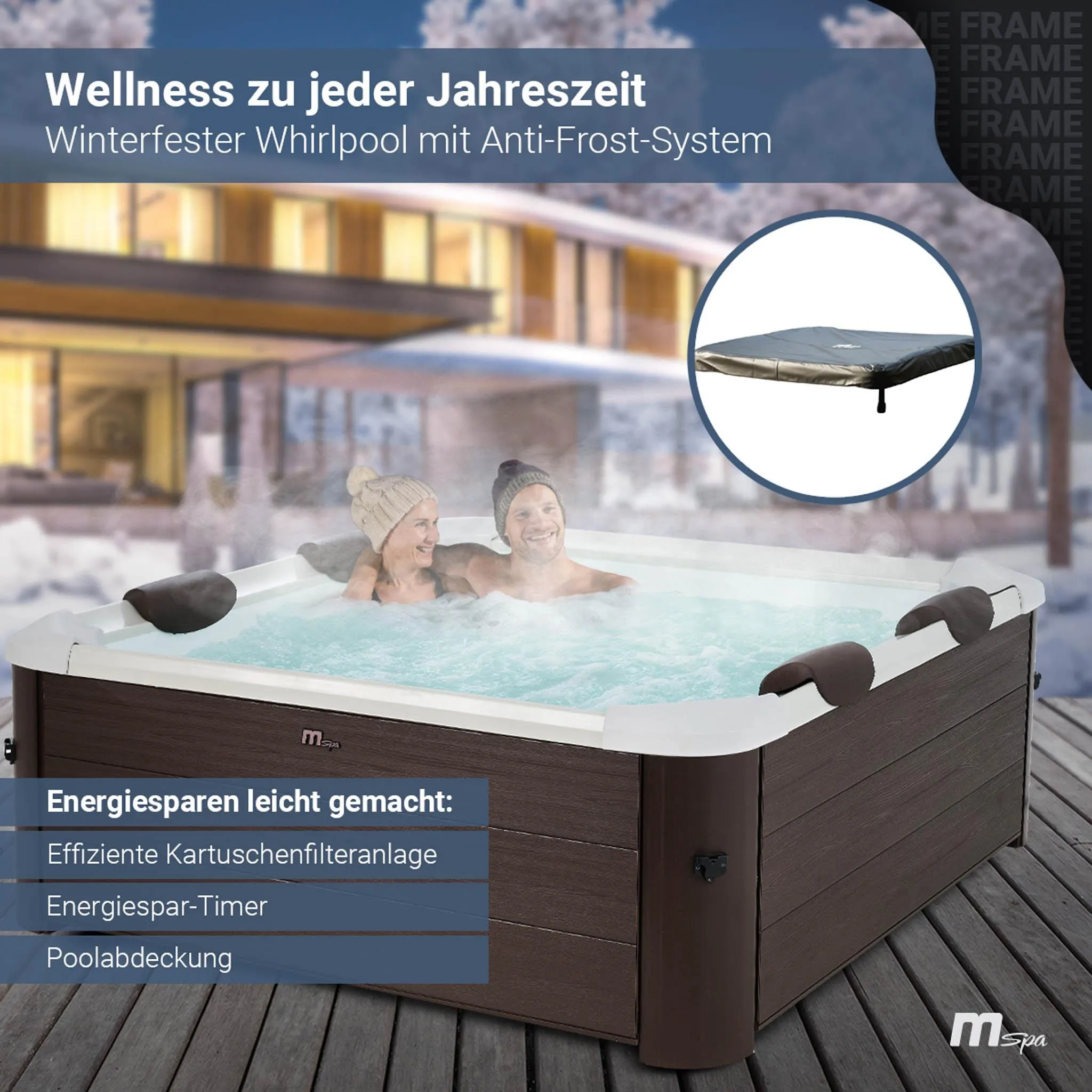 Miweba MSpa Whirlpool Frame Tribeca | 6 Personen - App - Holzoptik - Pool - Spa - Outdoor - Massagedüsen - Jacuzzi - UVC+ Reinigung - PTC Heizung – Bild 9