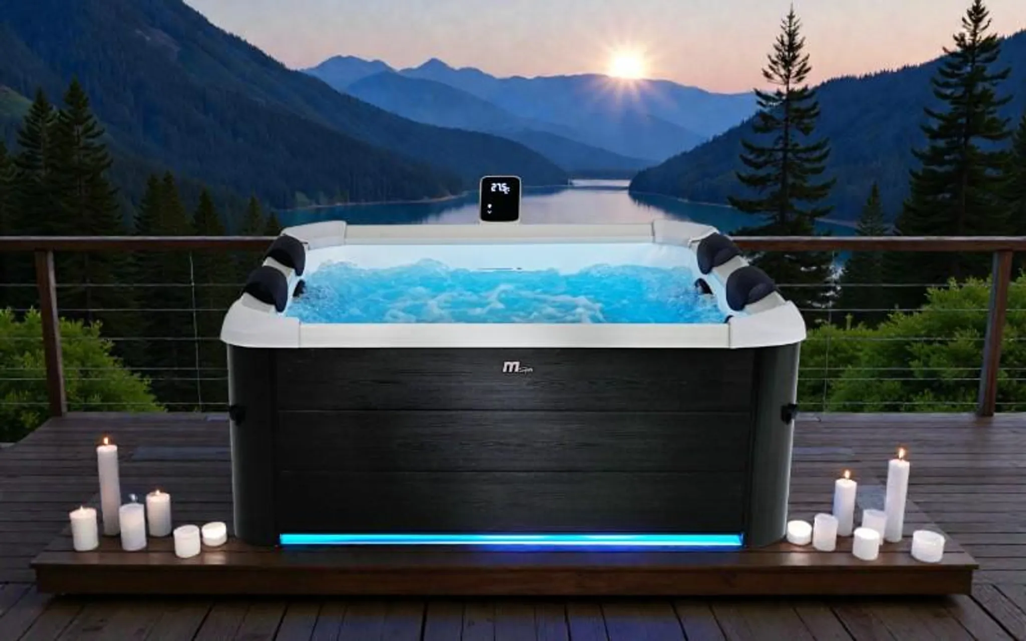 MSPA 6 Personen Whirlpool Outdoor Pool OSLO NEUSTES Modell inkl. MSPA App, LED,UVC - Hydromassage - ganzjährig nutzbar - inkl. Zubehör-160x160x65