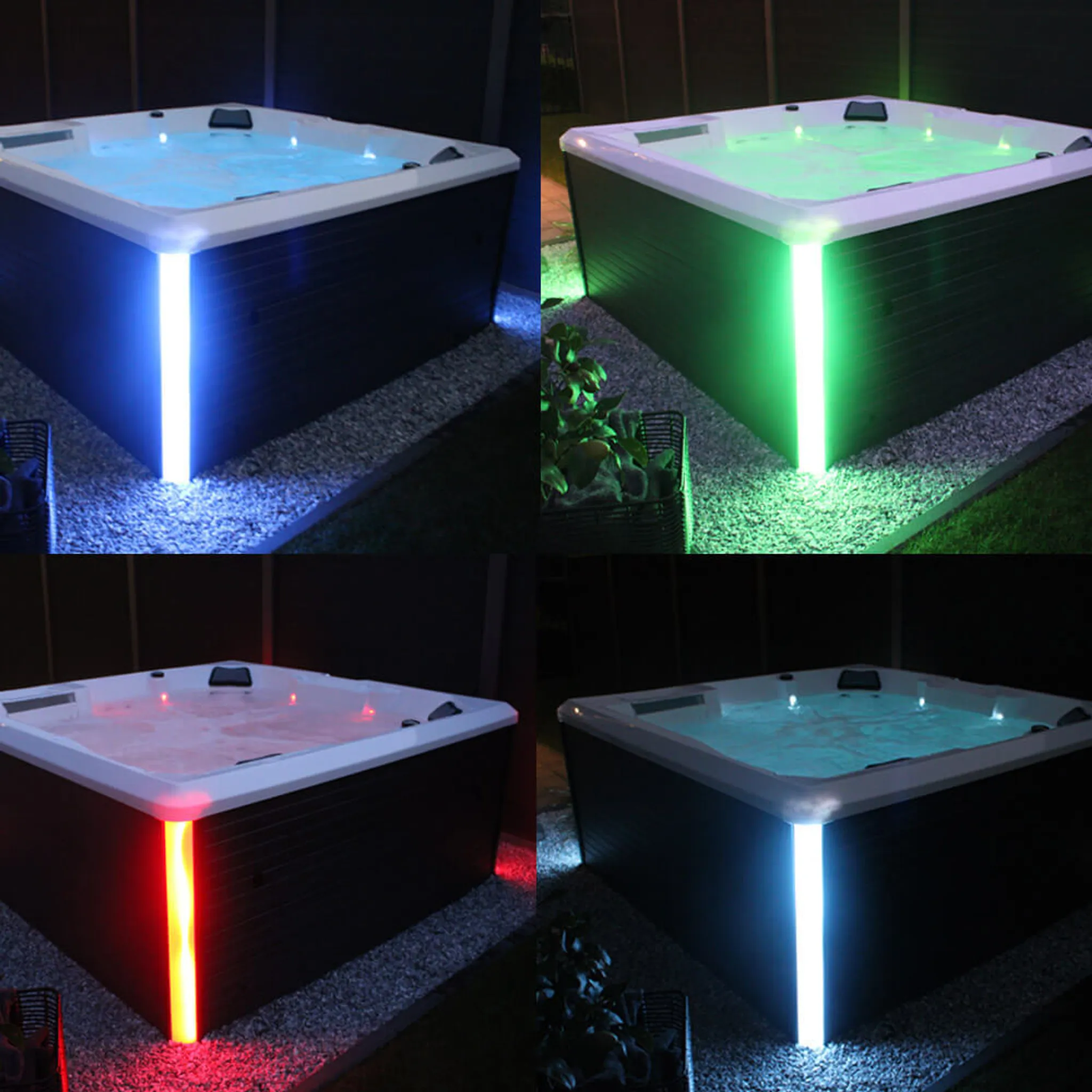 HOME DELUXE - Outdoor Whirlpool - STREAM BIG PLUS Treppe und Thermoabdeckung - Maße: 208 x 208 x 88 cm - Inkl. Heizung, 34 Massagedüsen und 4 äußeren Lichtquellen I Außen Whirlpool Spa für 5 Personen – Bild 7