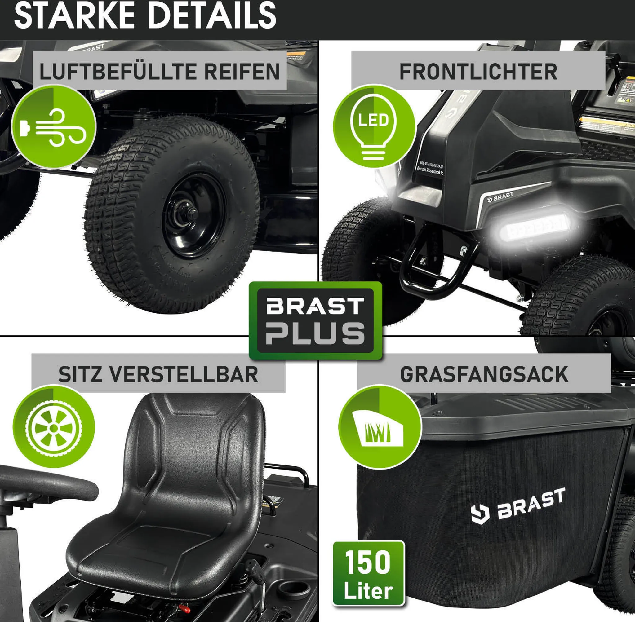 BRAST Benzin Aufsitzmäher 61224 ESTART – Bild 6