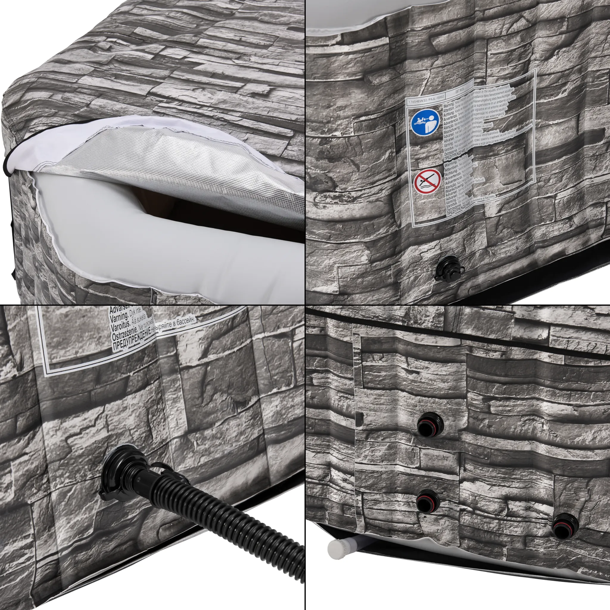 Outdoor Whirlpool aufblasbar ‘Carosino’ für 5 Personen beheizt 195 x 70 cm Steinoptik – Bild 8