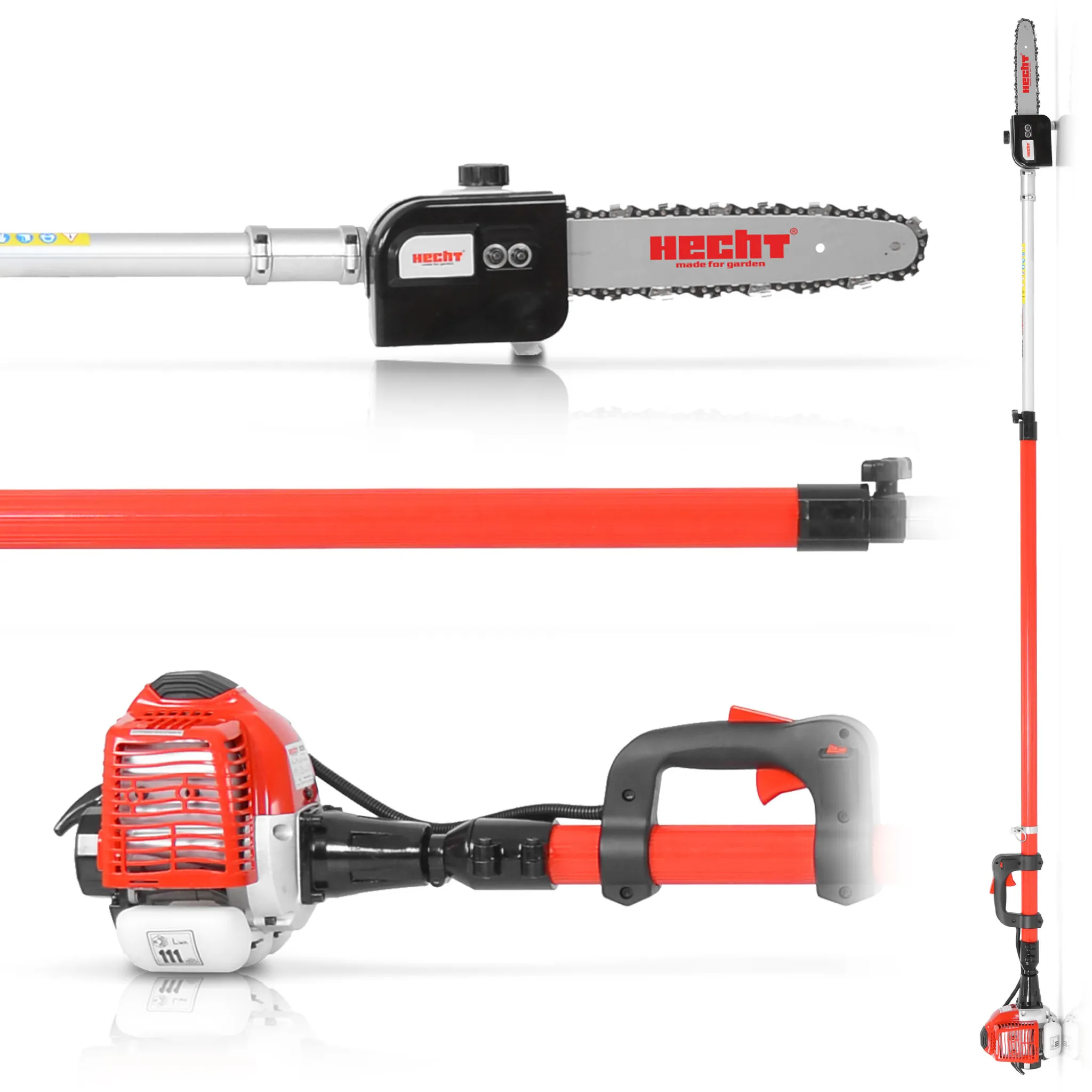 HECHT 9260 Hochentaster Benzin | 1 PS | Teleskopstange | 34 cm Schwert | 26 cm³ | bis 4,27 m