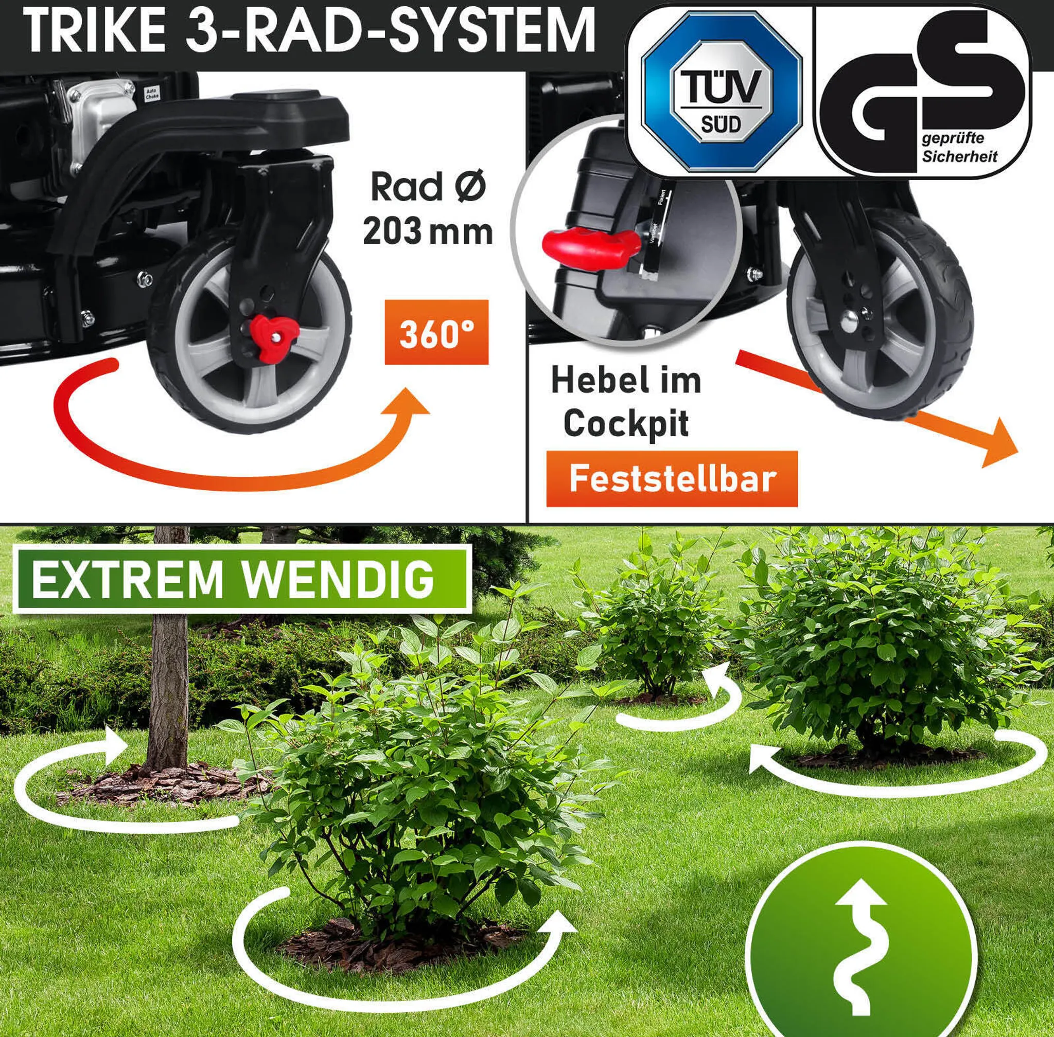 BRAST Benzin Rasenmäher 21224 Trike ESTART SPEED – Bild 4