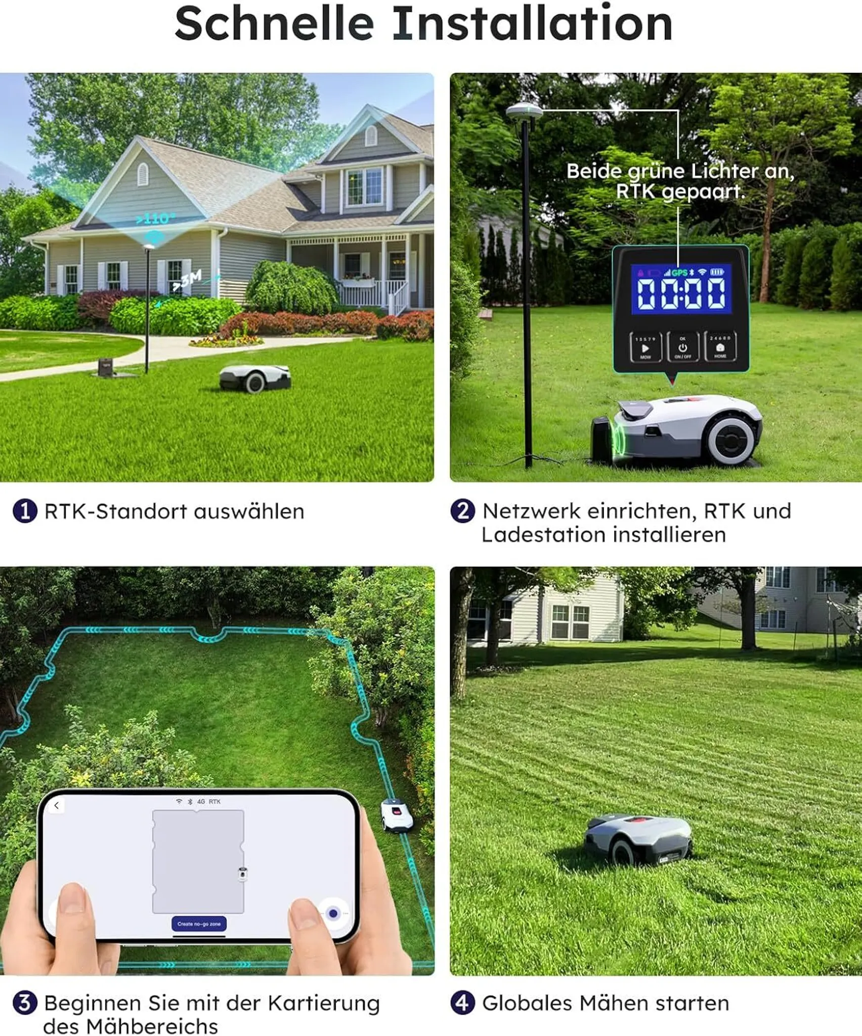 ANTHBOT KI Mähroboter ohne Begrenzungskabel Max. 900m², RTK+4-Kamera-Vision, Rasenmäher Roboter, KI Auto Kartierung,Igelschutz, Genie 600 – Bild 7