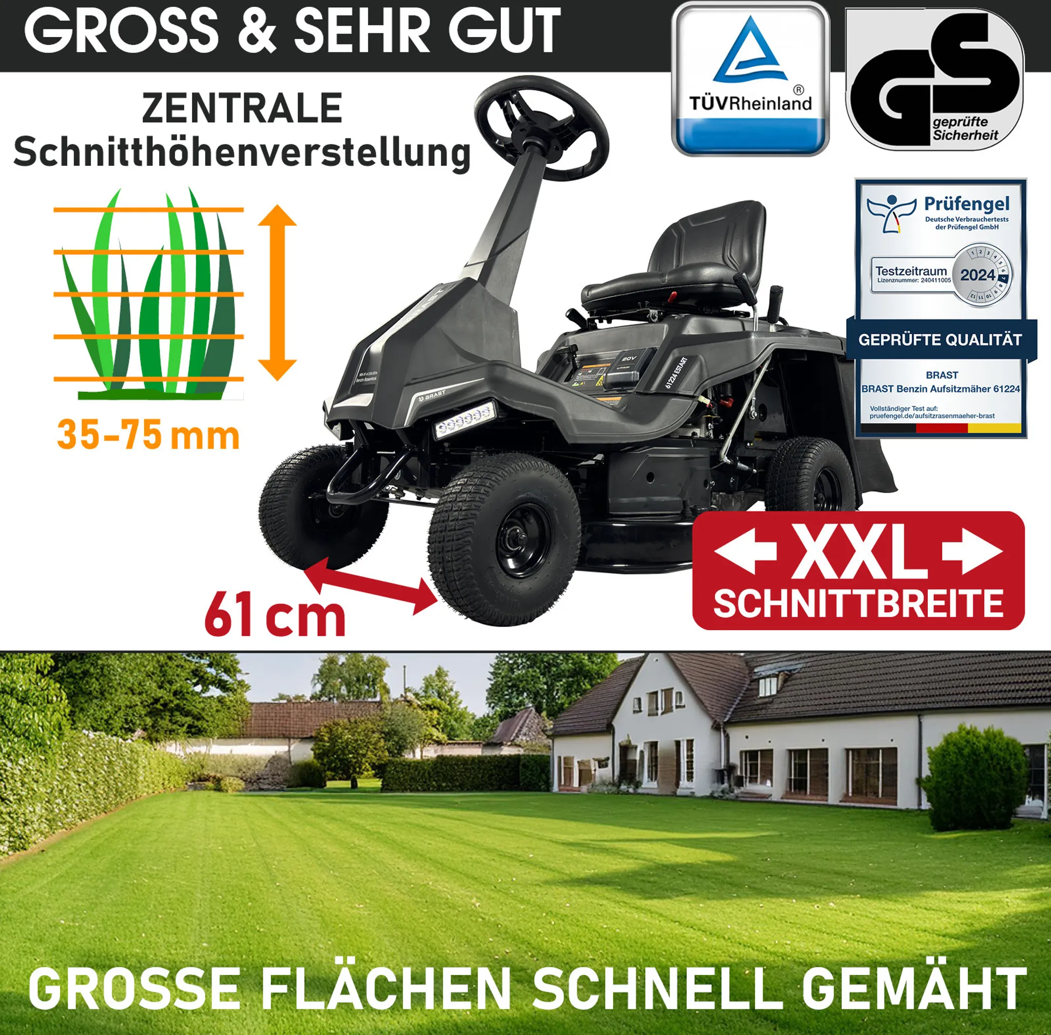 BRAST Benzin Aufsitzmäher 61224 ESTART – Bild 5