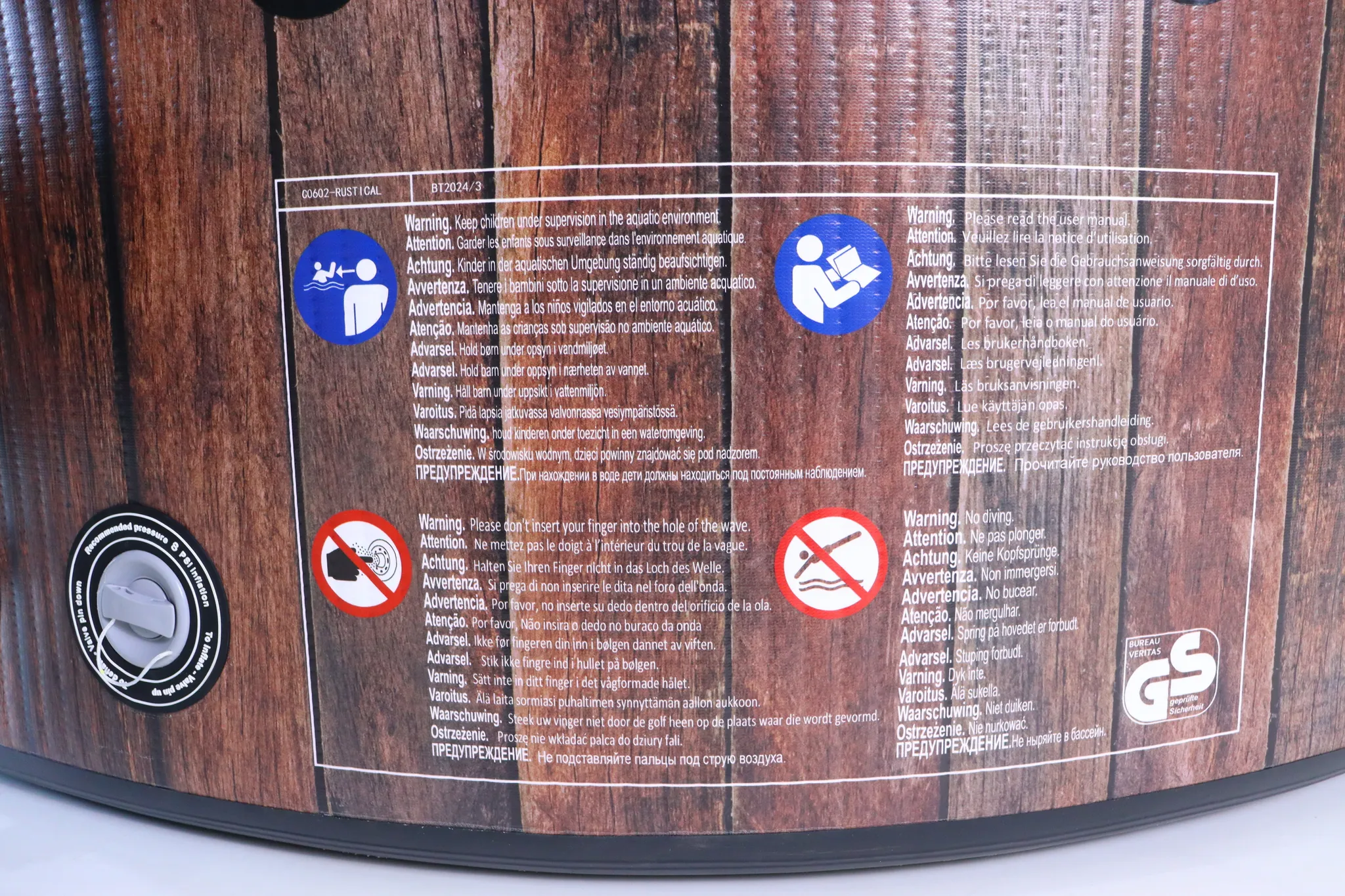 COIL Whirlpool SPA Aufblasbar, Schwimmbad mit Hydromassage, extra dünn, In- & Outdoor, 6 Personen, 175 cm, RUSTICAL – Bild 9