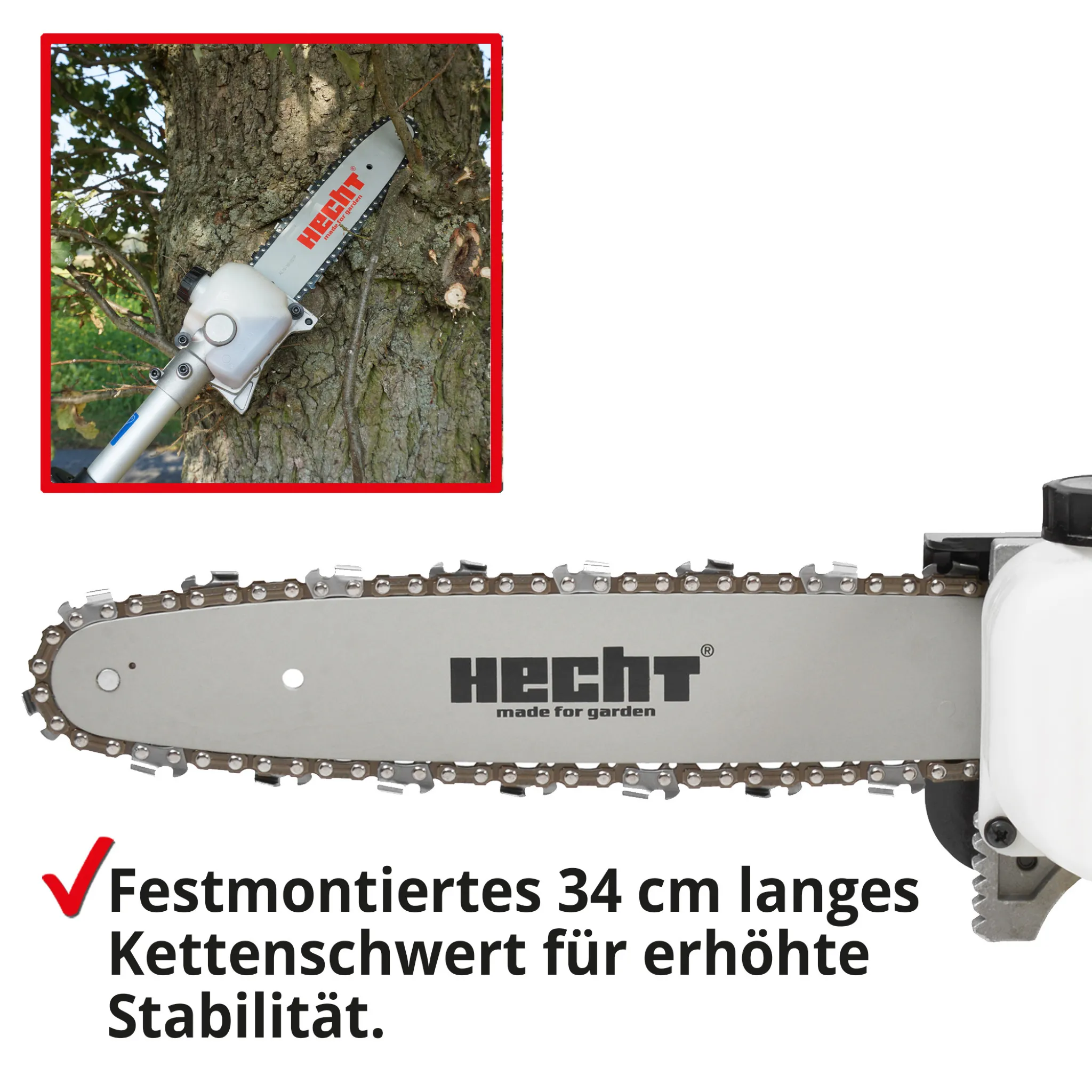 HECHT 9260 Hochentaster Benzin | 1 PS | Teleskopstange | 34 cm Schwert | 26 cm³ | bis 4,27 m – Bild 6