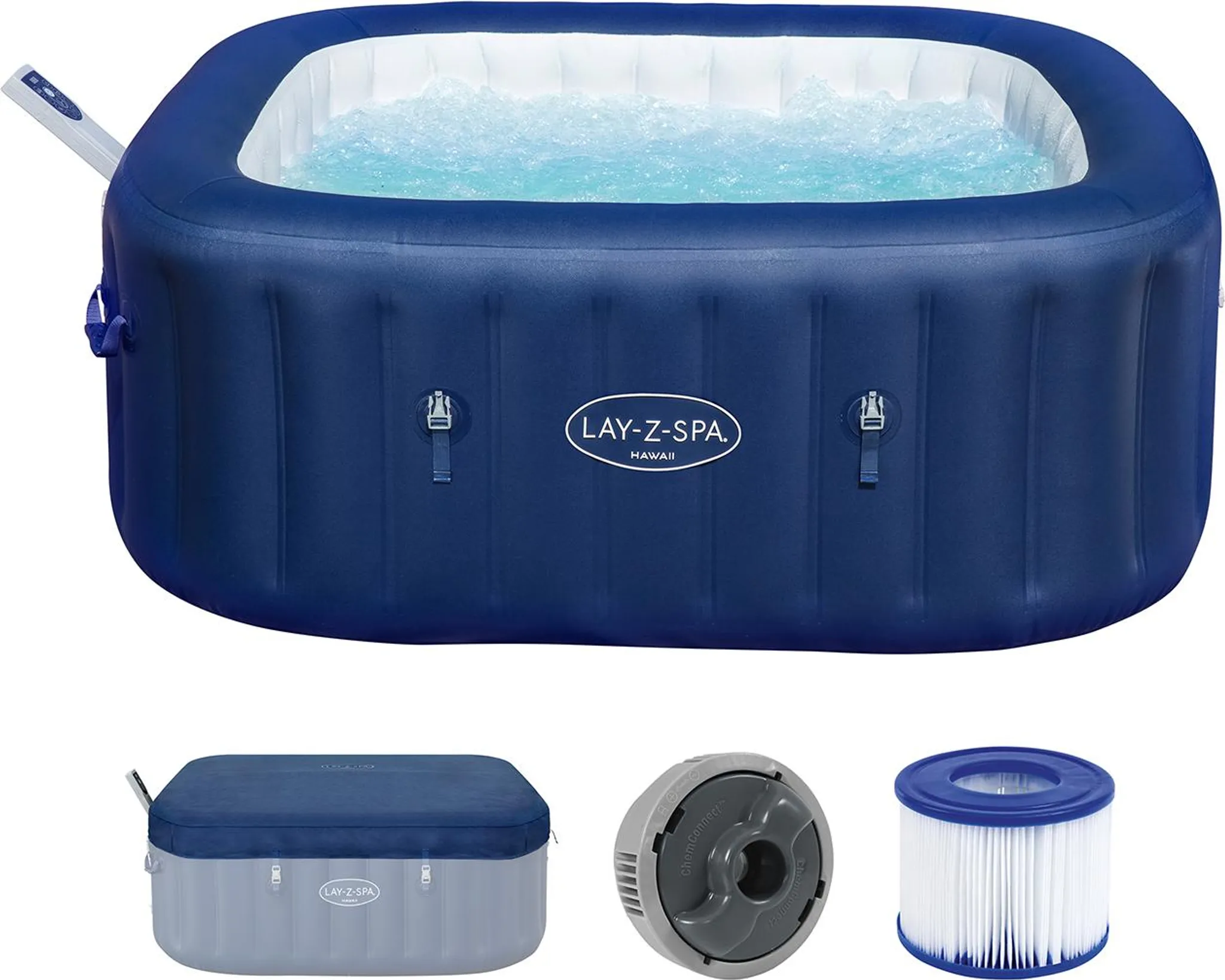 Bestway® LAY-Z-SPA® Energiespar-Whirlpool Hawaii AirJet™ mit App-Steuerung + integrierter UltraFit™ -Pumpeneinheit, für 6 Personen 180 x 180 x 71 cm, Kobaltblau – Bild 4