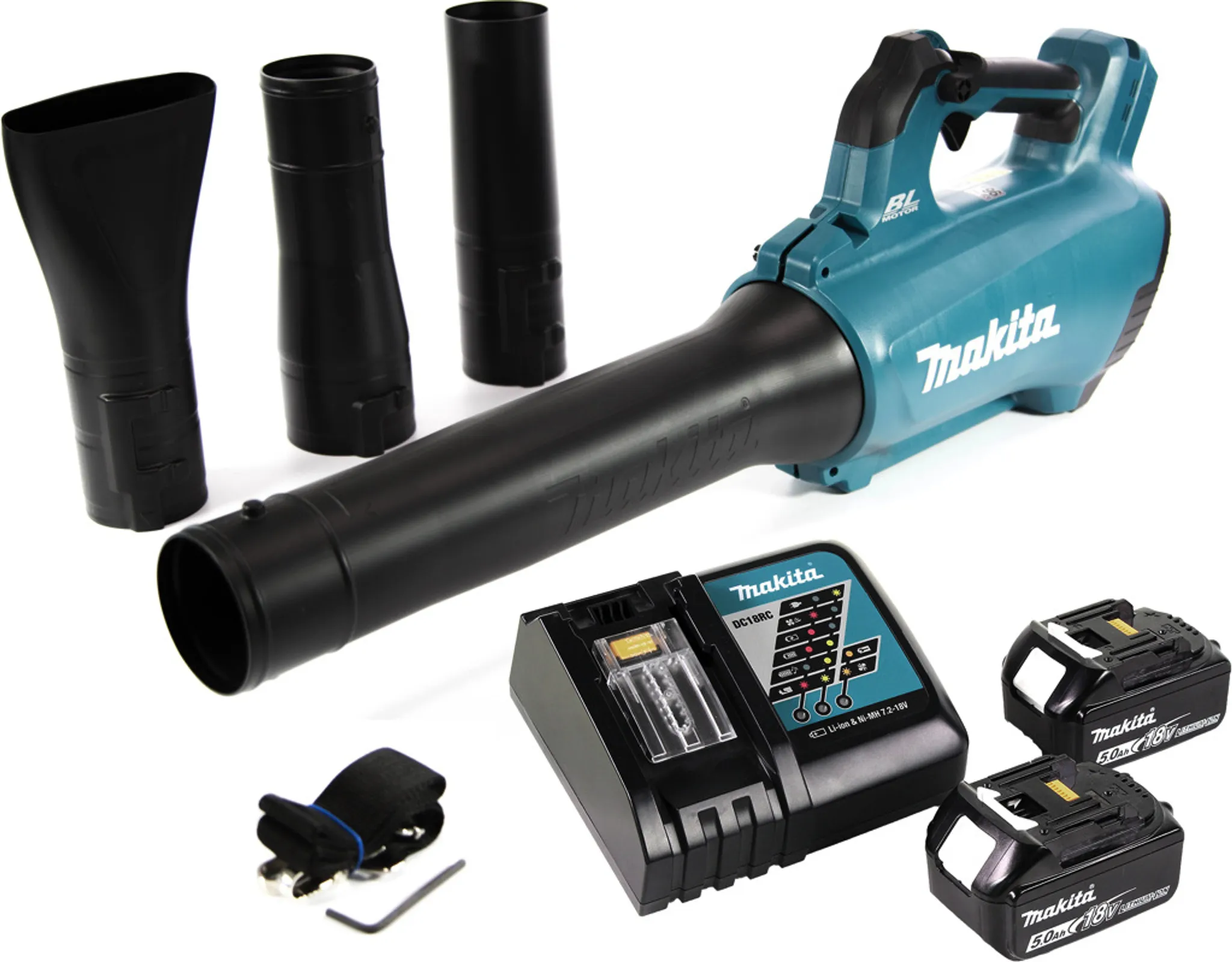 Makita DUB 184 RT Akku Gebläse 18 V Brushless + 2x Akku 5,0 Ah + Ladegerät