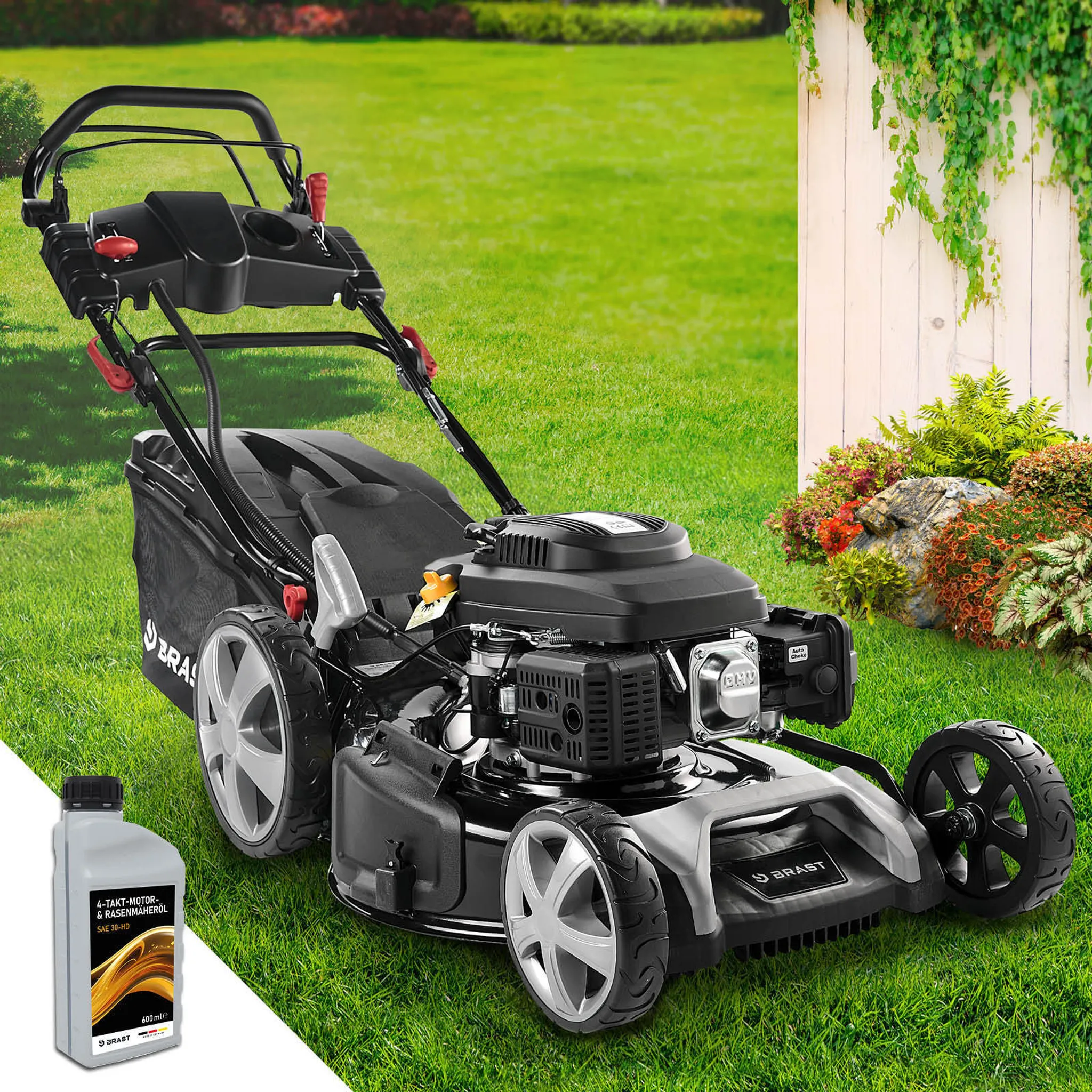 BRAST Benzin Rasenmäher 22224 ESTART SPEED inkl. Motoröl