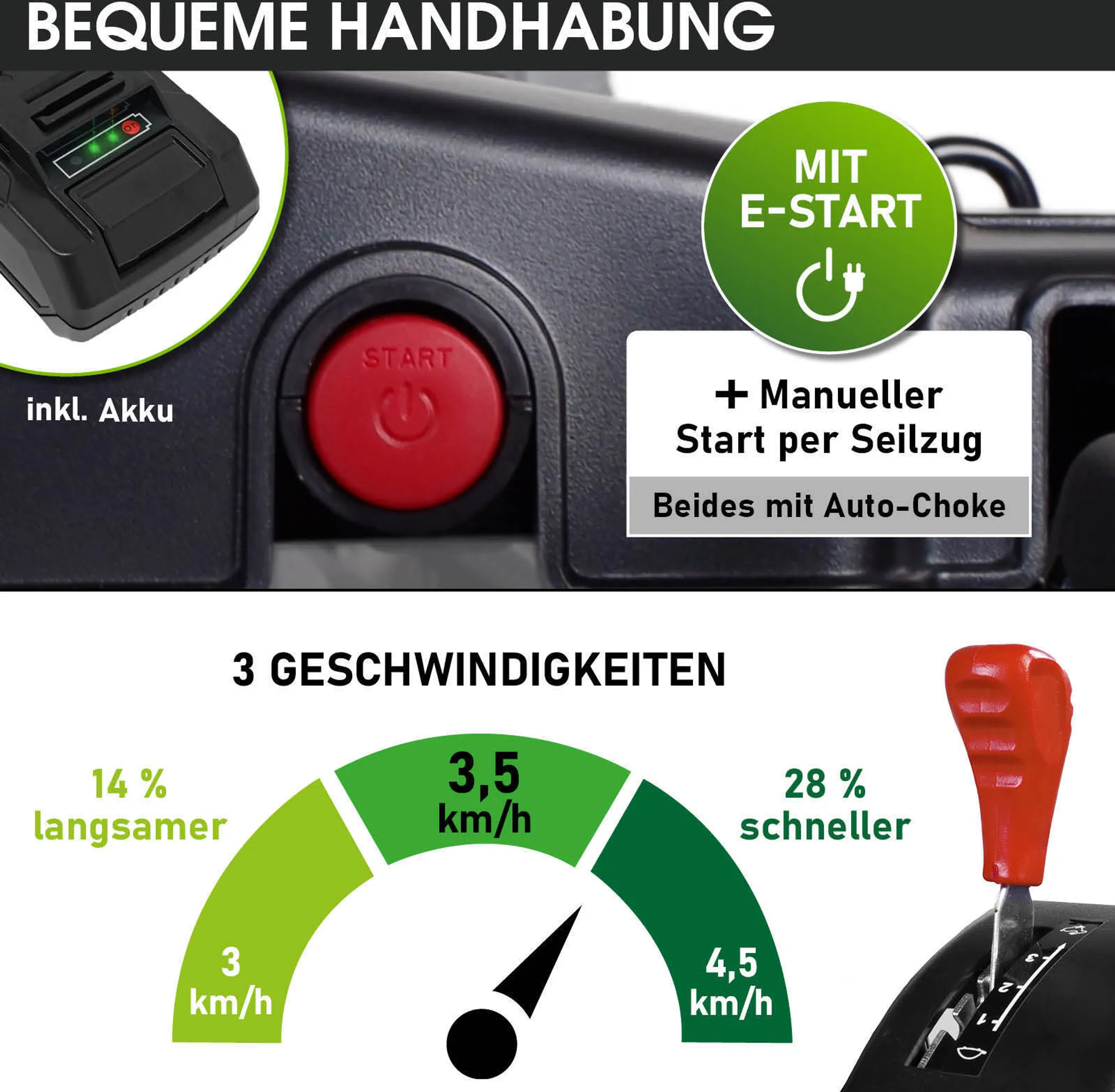 BRAST Benzin Rasenmäher 21224 Trike ESTART SPEED – Bild 5