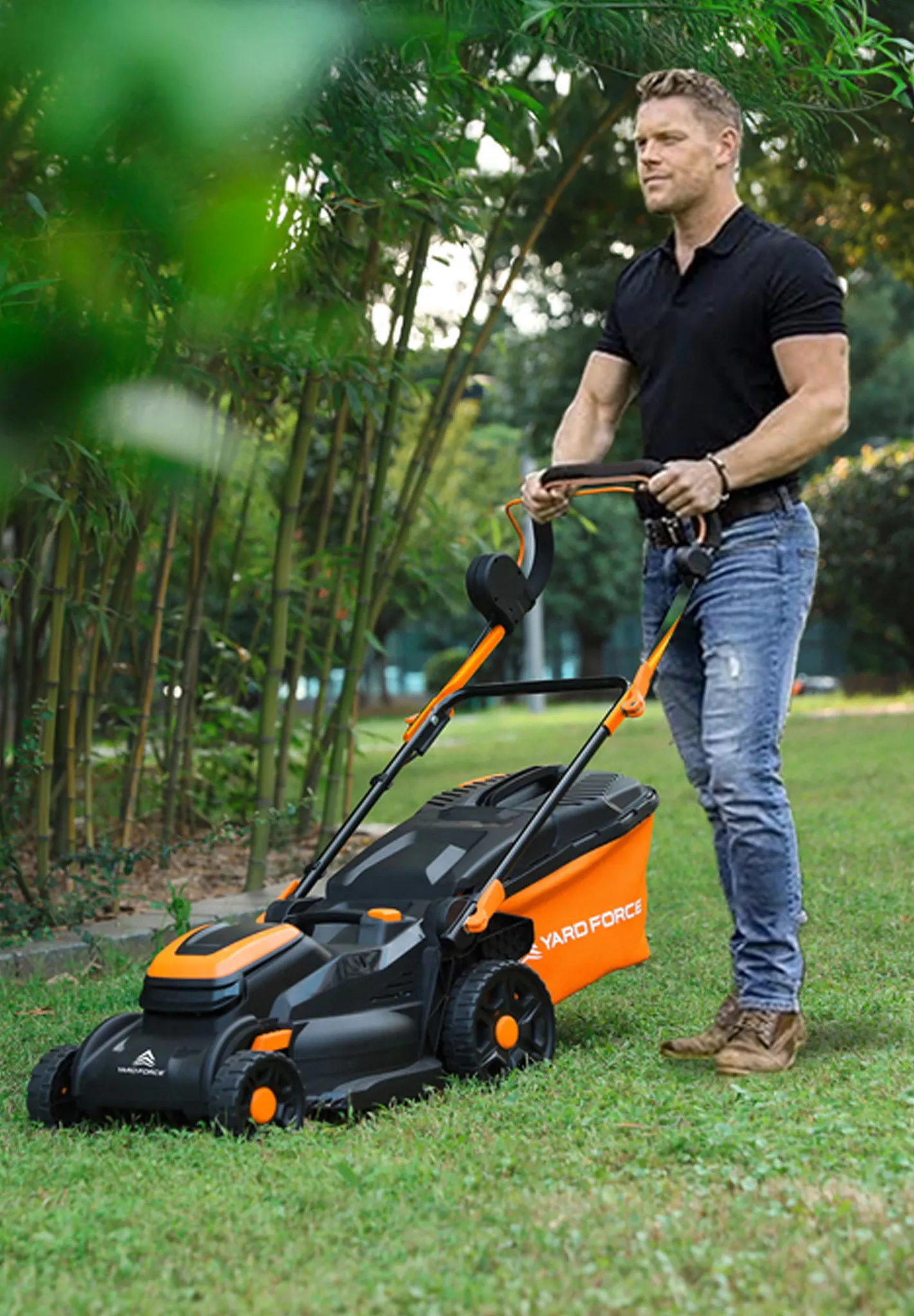 Yardforce Akku-Rasenmäher LM C40B mit siebenfacher Schnitthöhenverstellung orange-schwarz One Size – Bild 4